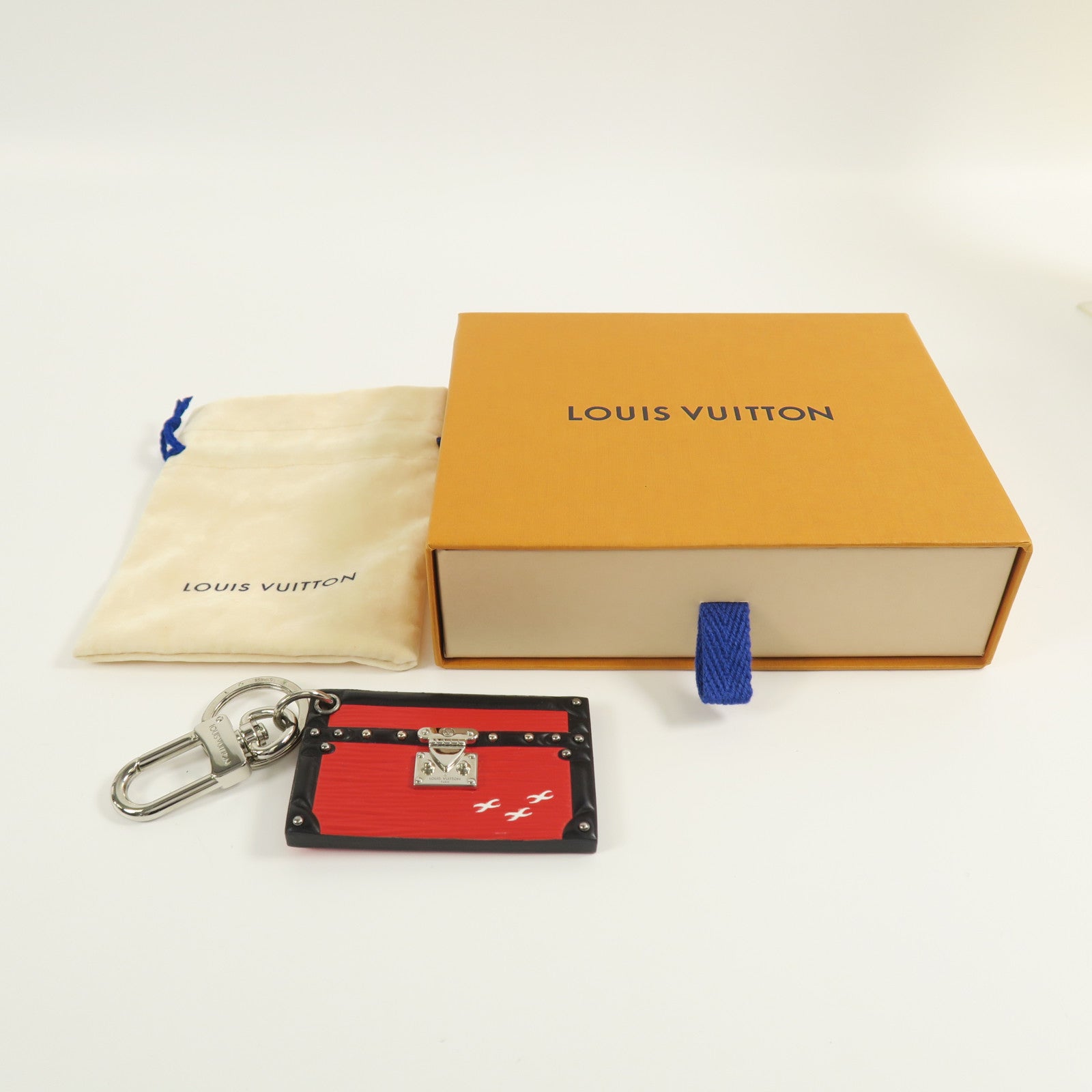 LOUIS VUITTON Epi Key Ring銀扣鑰匙圈
