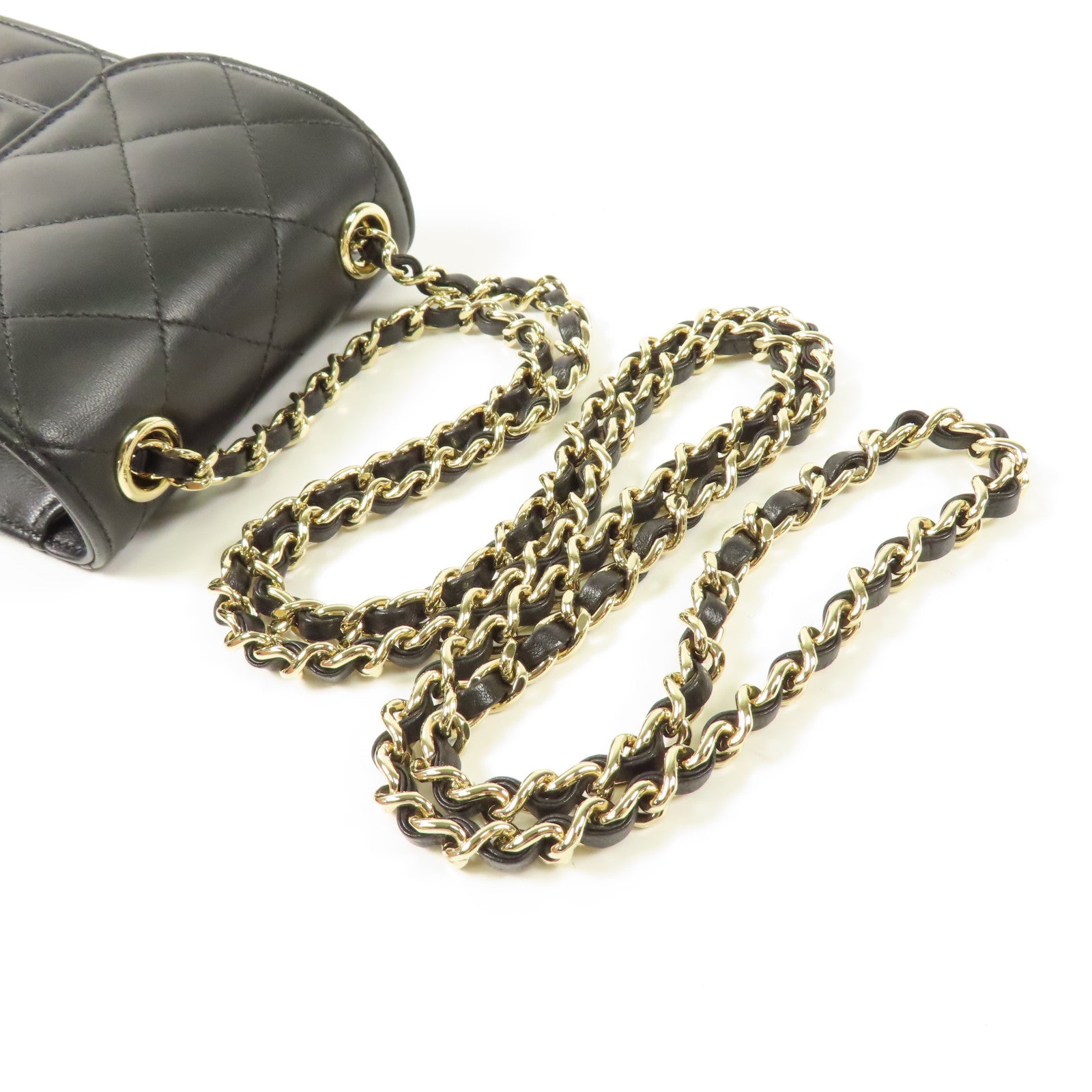 CHANEL 牛皮皮革Chain Shoulder金扣鏈帶肩背袋