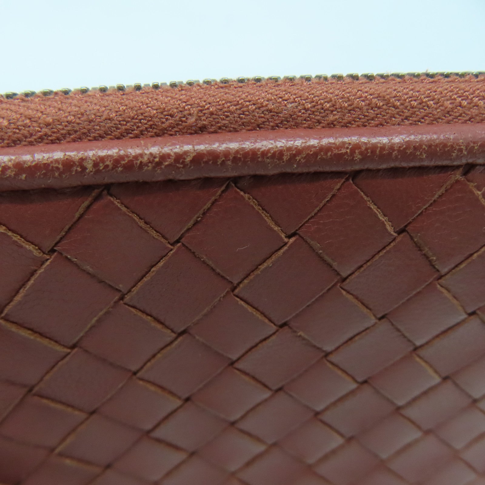 BOTTEGA VENETA 【激減優惠】織紋皮革Long Wallet銀扣長錢包啡色