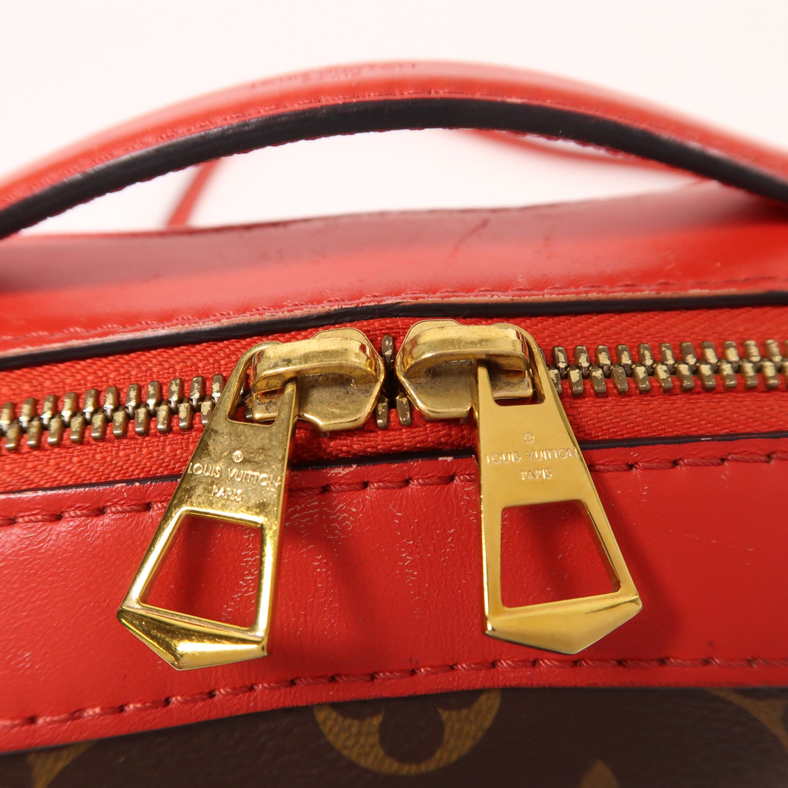 LOUIS VUITTON 【激減優惠】Monogram Saintonge金扣手挽肩背兩用袋棕色/紅色