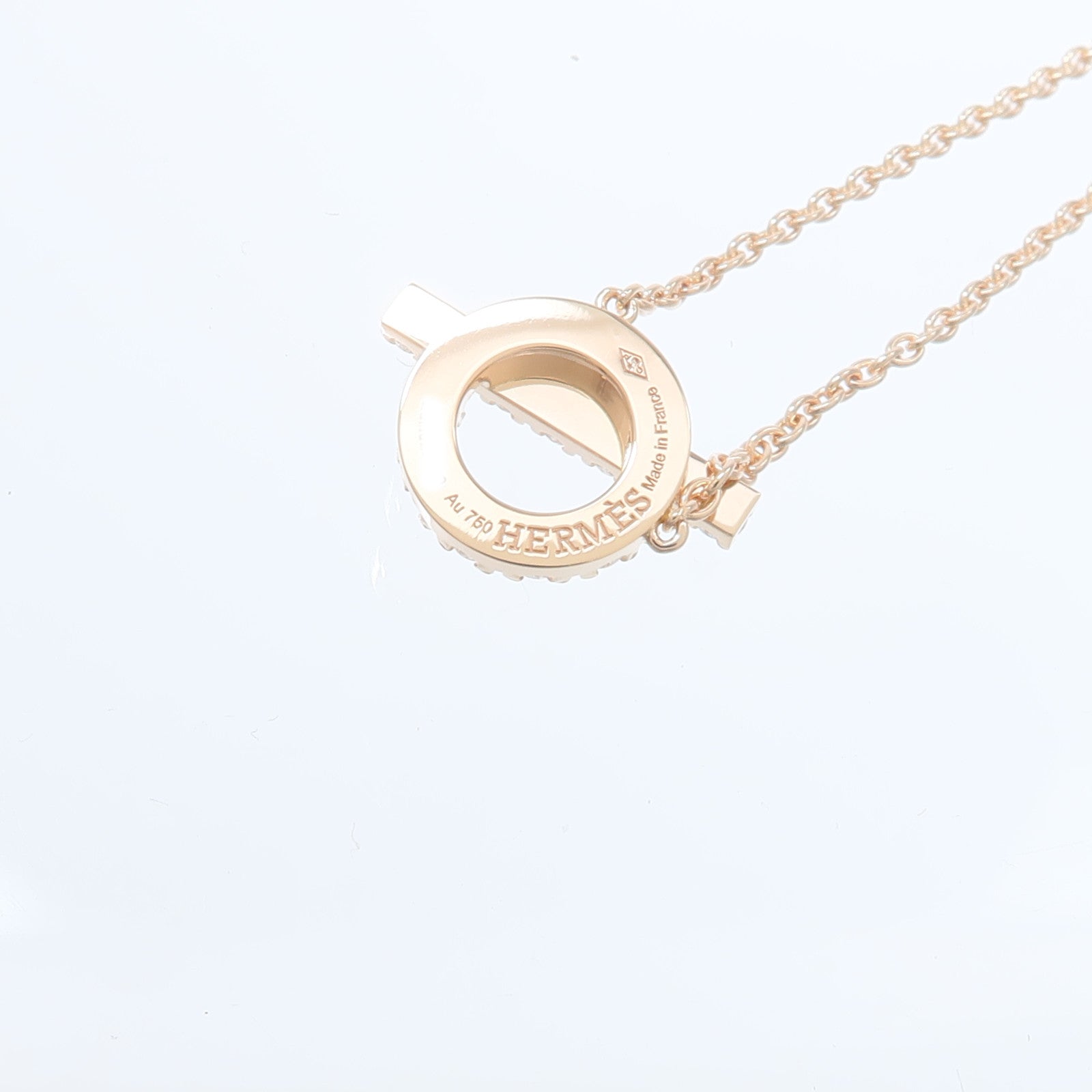 HERMES 18K玫瑰金Finesse Pendant鑽石項鍊