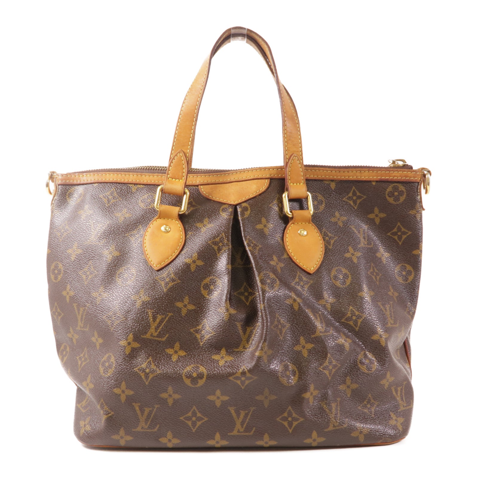 LOUIS VUITTON Monogram Palermo PM金扣手挽肩背兩用袋棕色