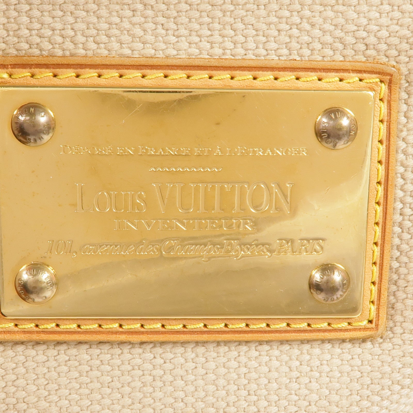LOUIS VUITTON 帆布Cabas MM金扣手挽袋