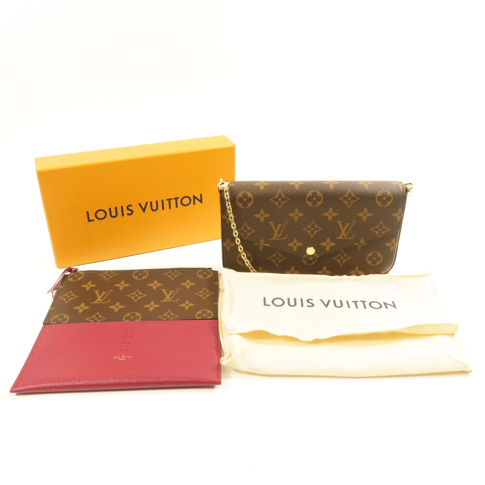 LOUIS VUITTON Monogram Felicie Pochette金扣鏈帶肩背袋