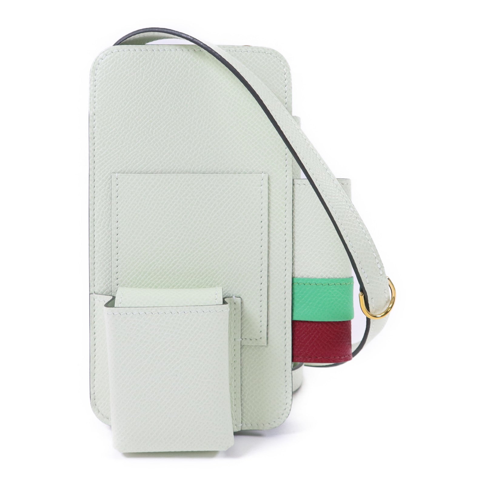 HERMES Epsom皮革Hermesway金扣肩背袋Vert Fizz/Rubis/Vert Comics