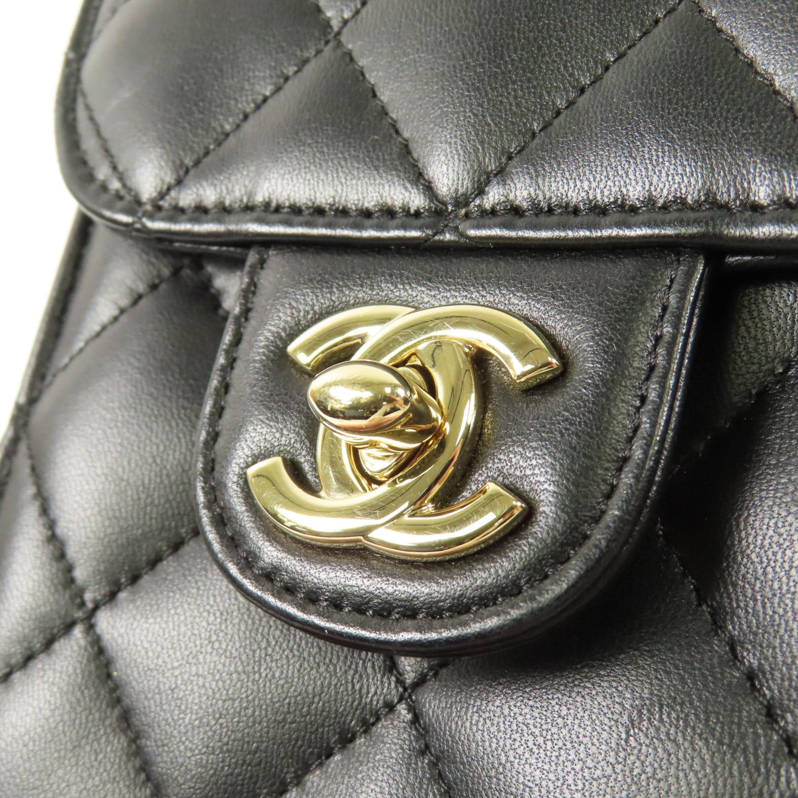 CHANEL 牛皮皮革Chain Shoulder金扣鏈帶肩背袋