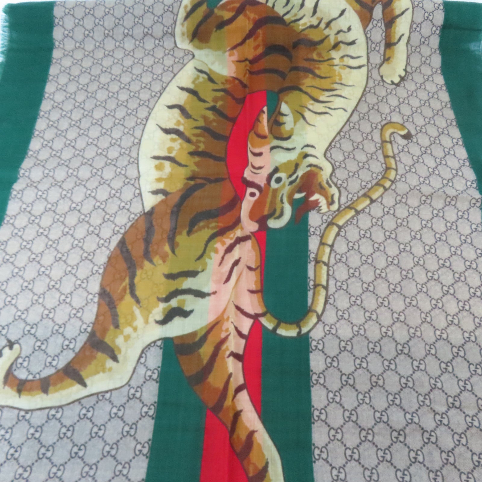 GUCCI 羊毛Scarf絲巾啡色/綠色/紅色