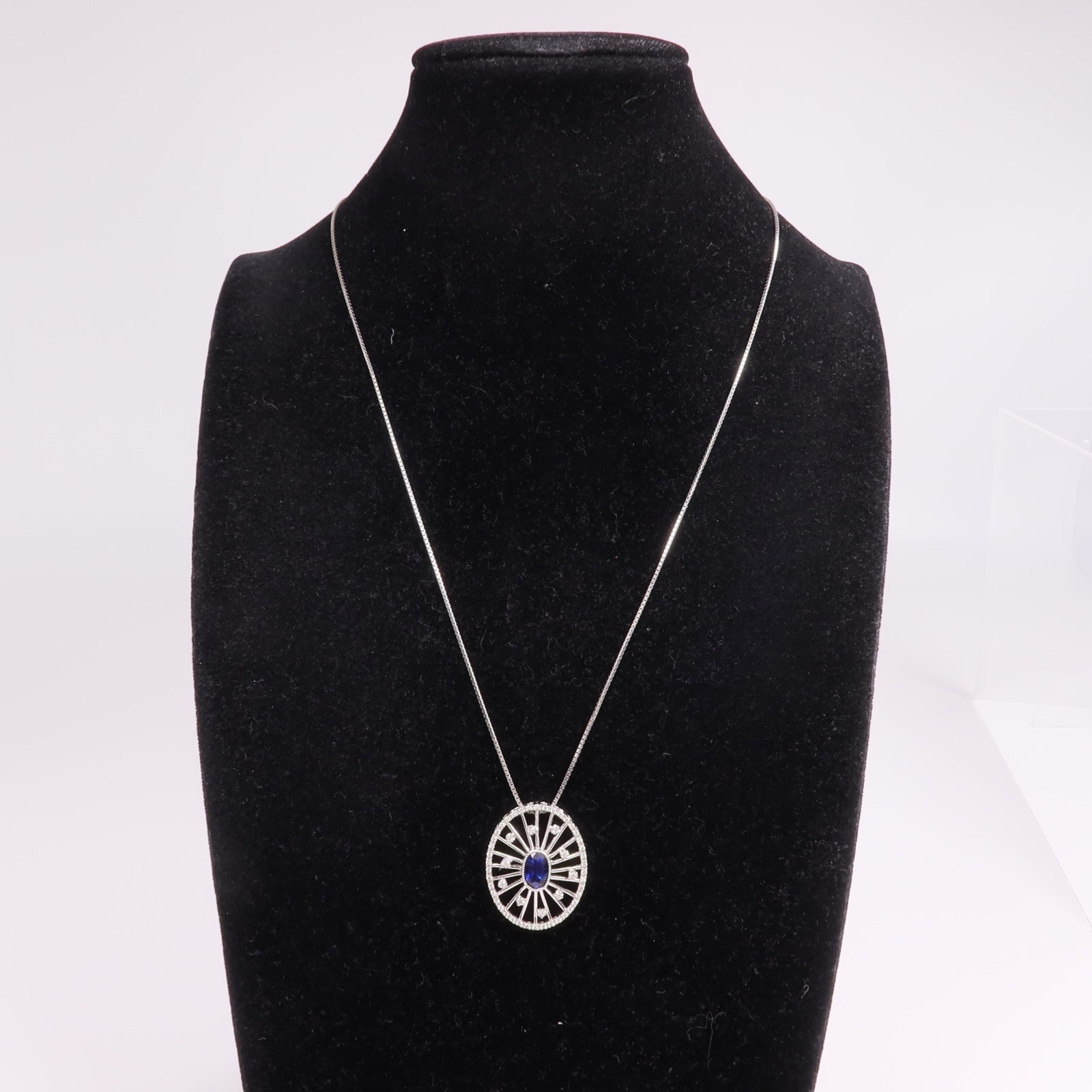 JEWELRY 【激減優惠】18K白金Sapphire Diamond Necklace藍寶石/鑽石項鍊