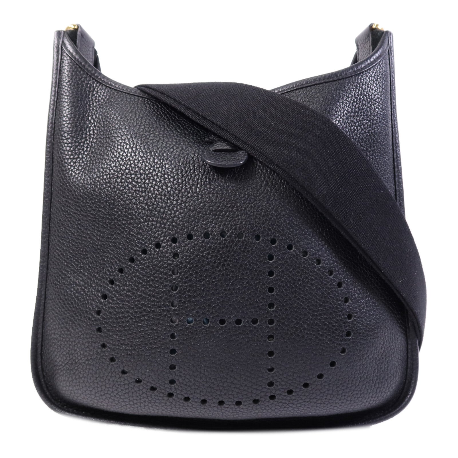 HERMES Clemence皮革Evelyne PM金扣肩背袋Noir