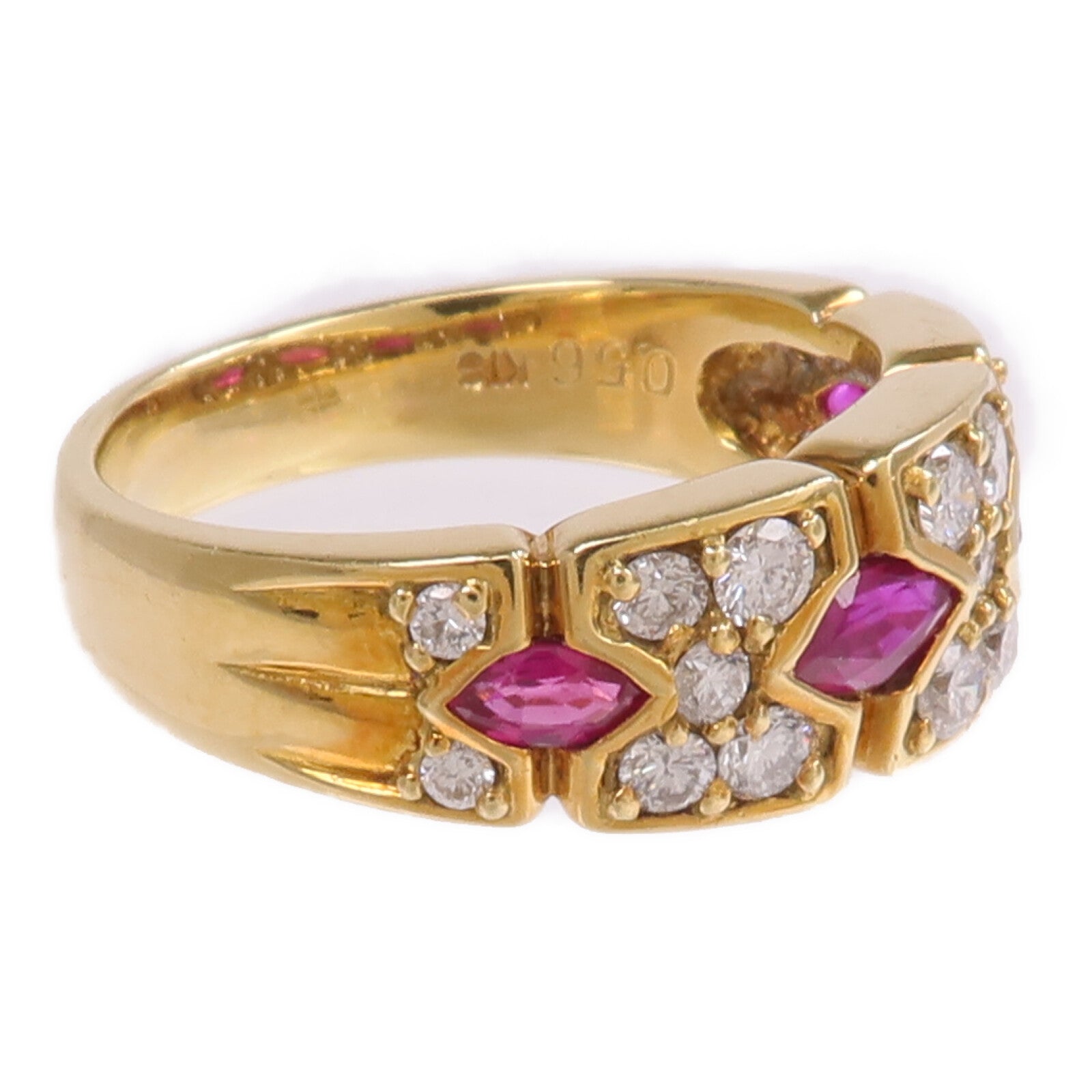 JEWELRY 18K黃金Ruby Diamond Ring紅寶石/鑽石戒指US#6