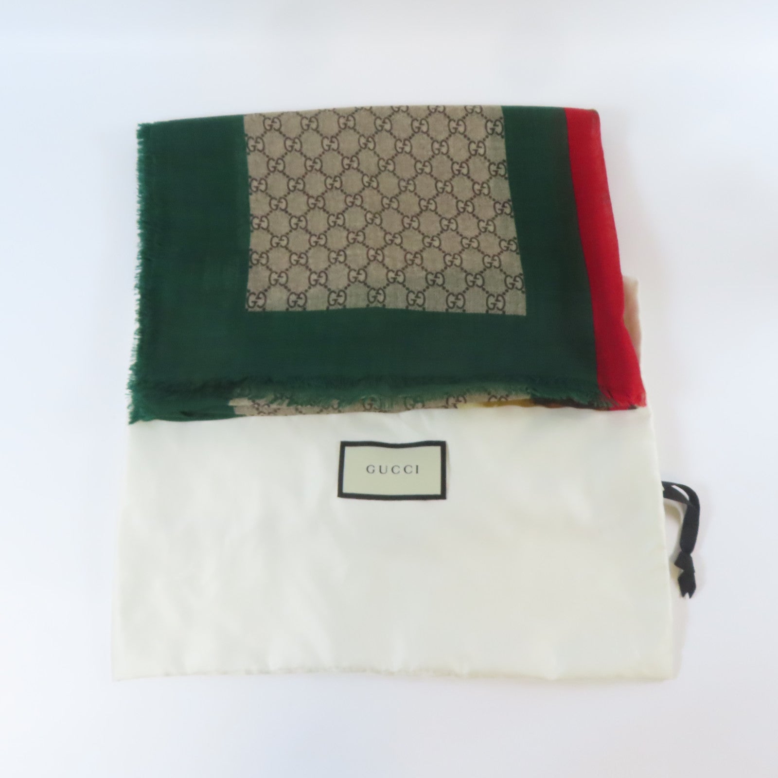 GUCCI 羊毛Scarf絲巾啡色/綠色/紅色