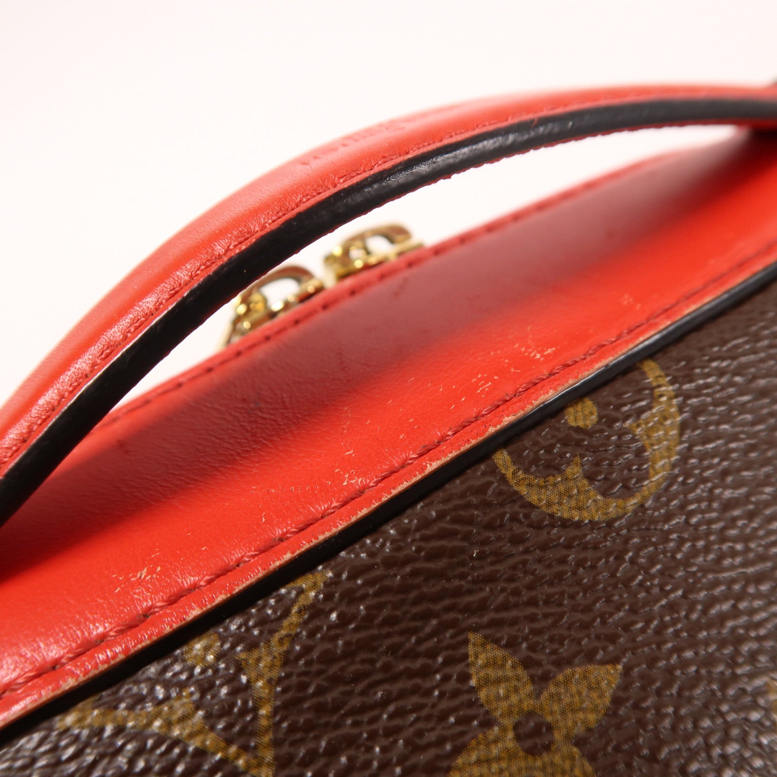 LOUIS VUITTON 【激減優惠】Monogram Saintonge金扣手挽肩背兩用袋棕色/紅色