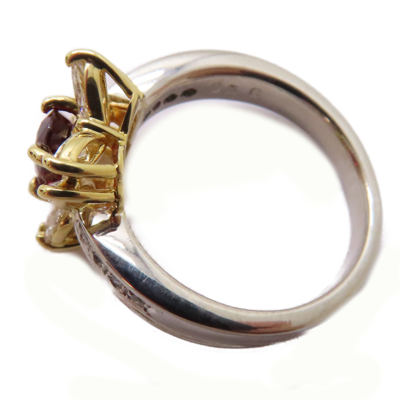 JEWELRY 【激減優惠】18K黃金/PT900鉑金Ruby Diamond Ring 0.63ct紅寶石/0.80ct鑽石戒指US#6