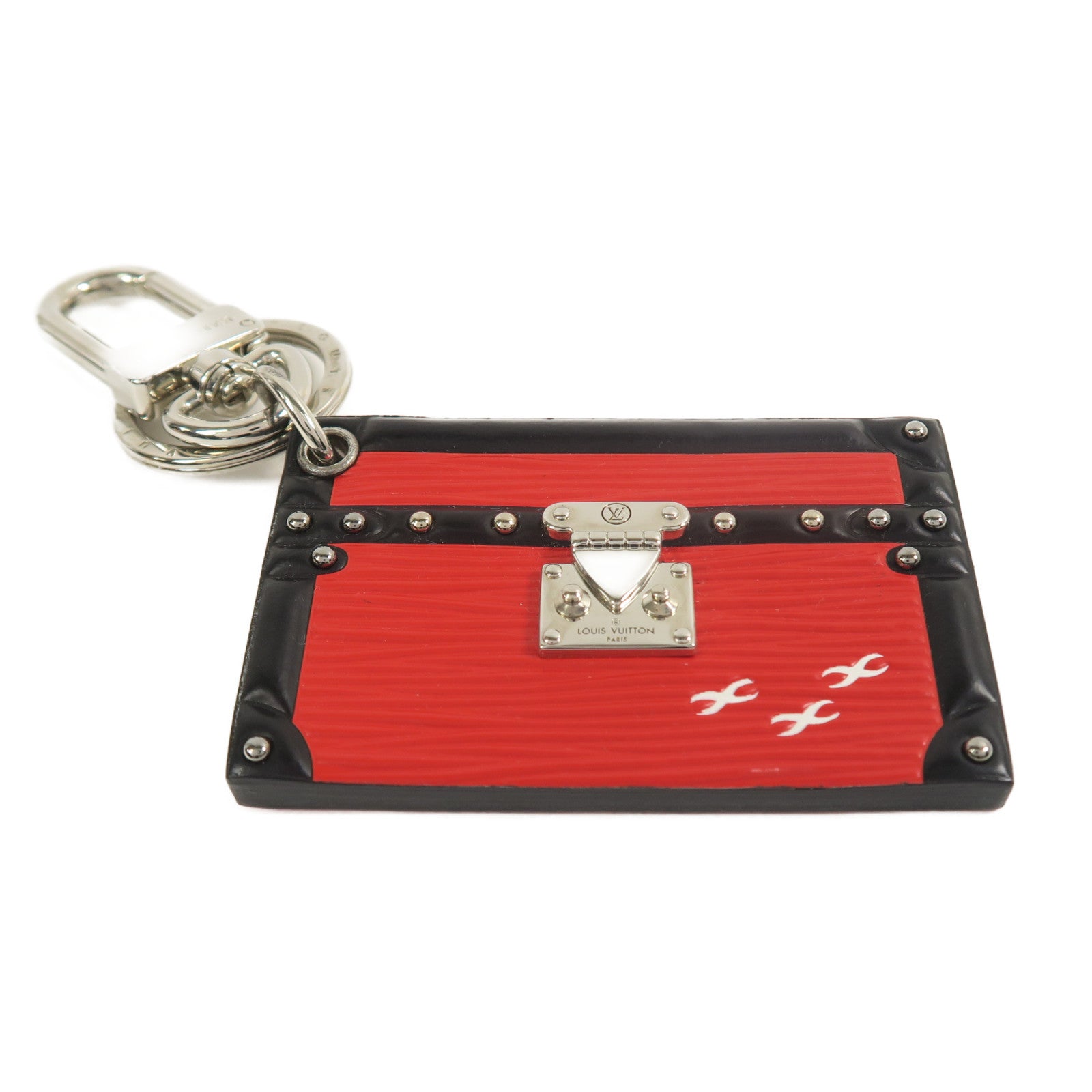 LOUIS VUITTON Epi Key Ring銀扣鑰匙圈