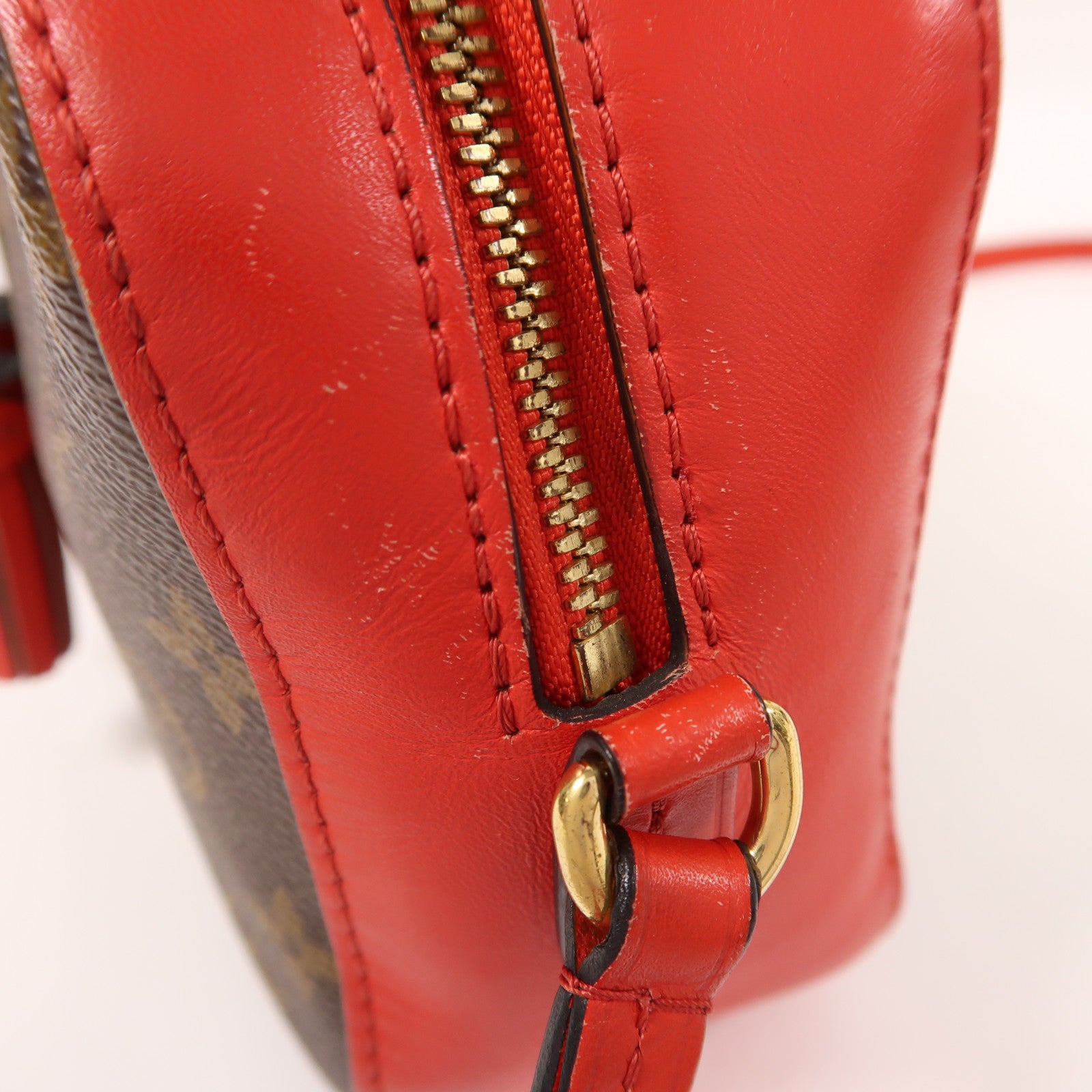 LOUIS VUITTON Monogram Saintonge金扣手挽肩背兩用袋棕色/紅色