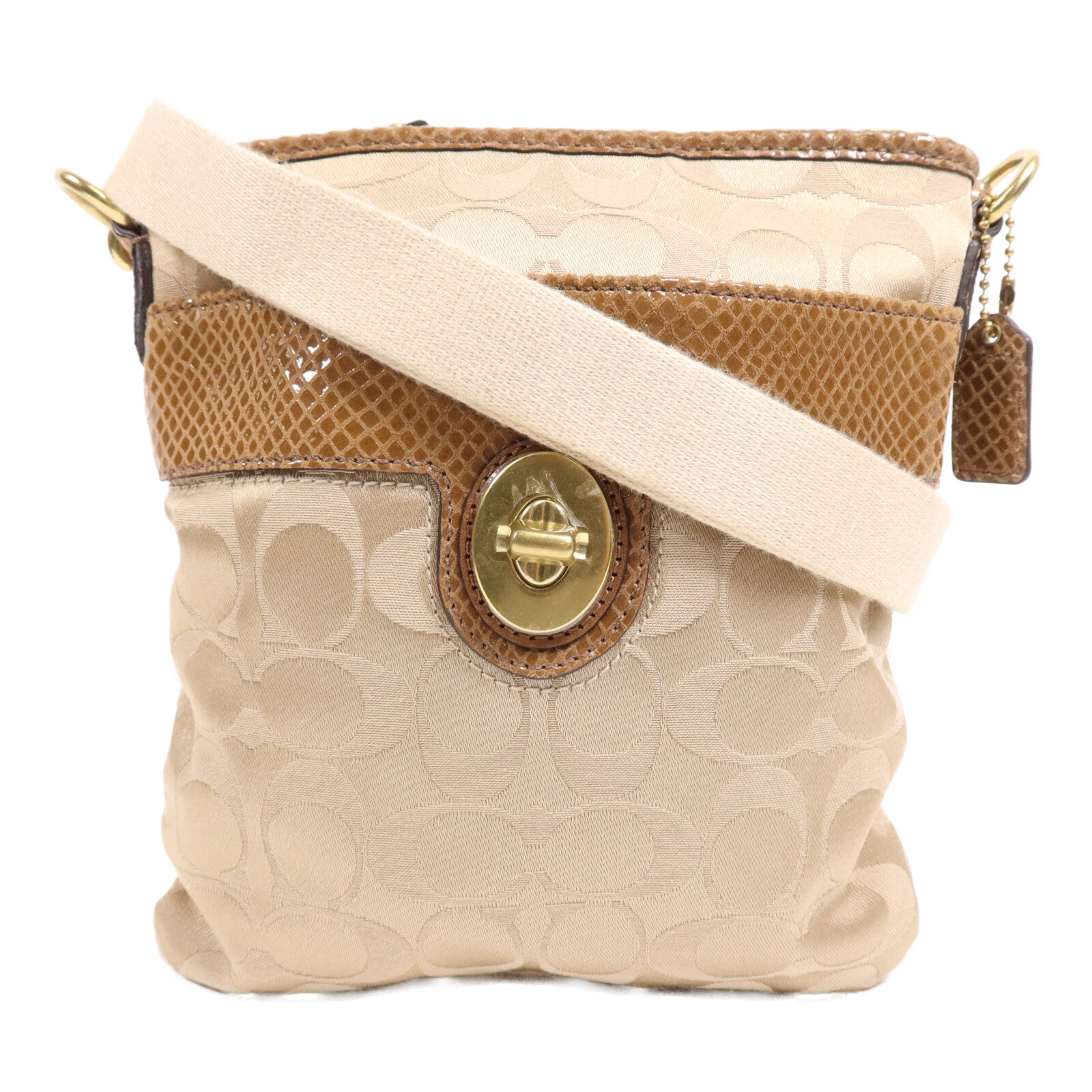 COACH 帆布Shoulder Bag金扣肩背袋