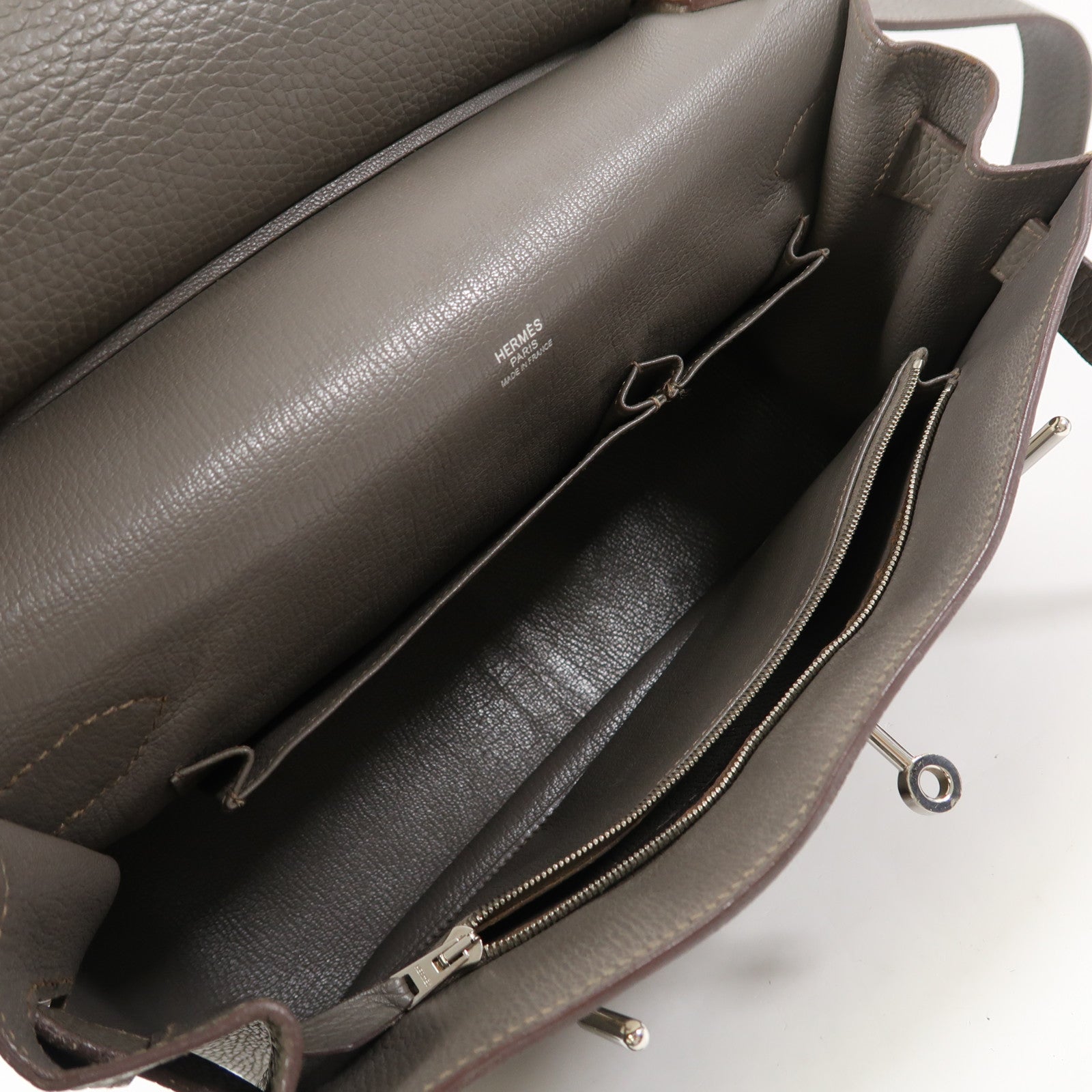 HERMES PHW Jypsiere 31 Shoulder Bag Taurillon Clemence Leather Stamp Q 8F Etain