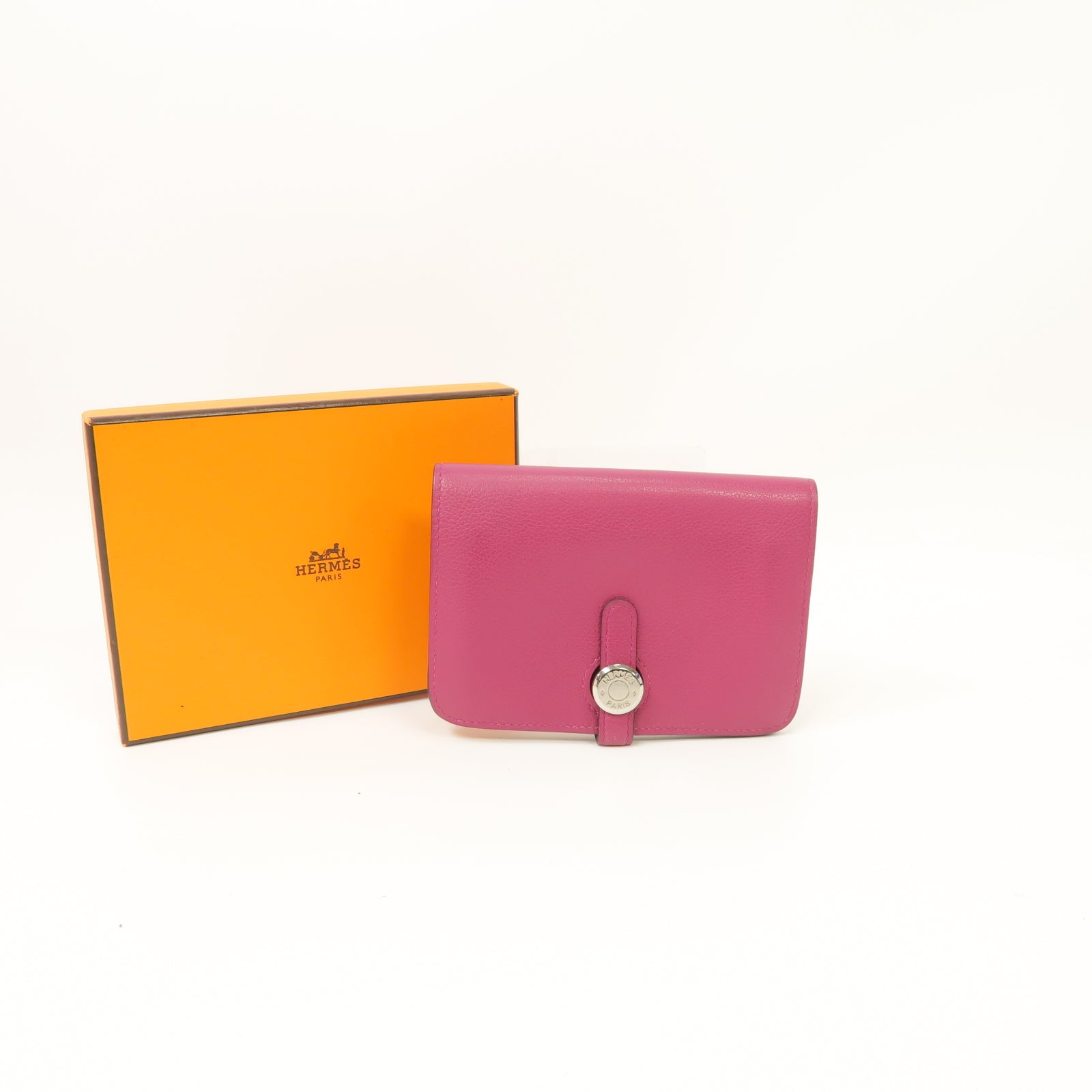 HERMES 【激減優惠】Evercolor皮革Dogon Card Case銀扣卡片套Rose Pourpre紫色