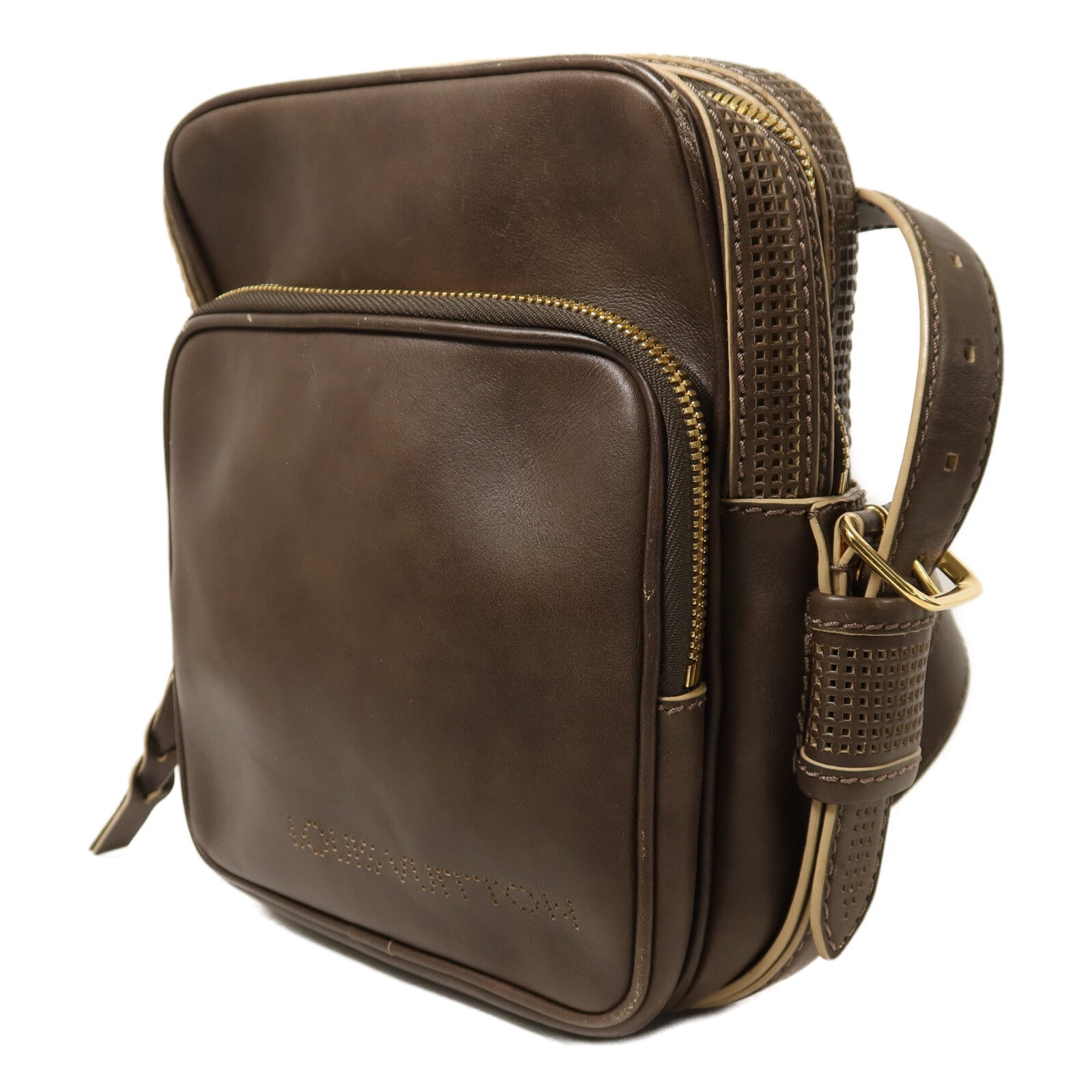 LOUIS VUITTON 【激減優惠】Bequia皮革Trotter GM金扣肩背袋