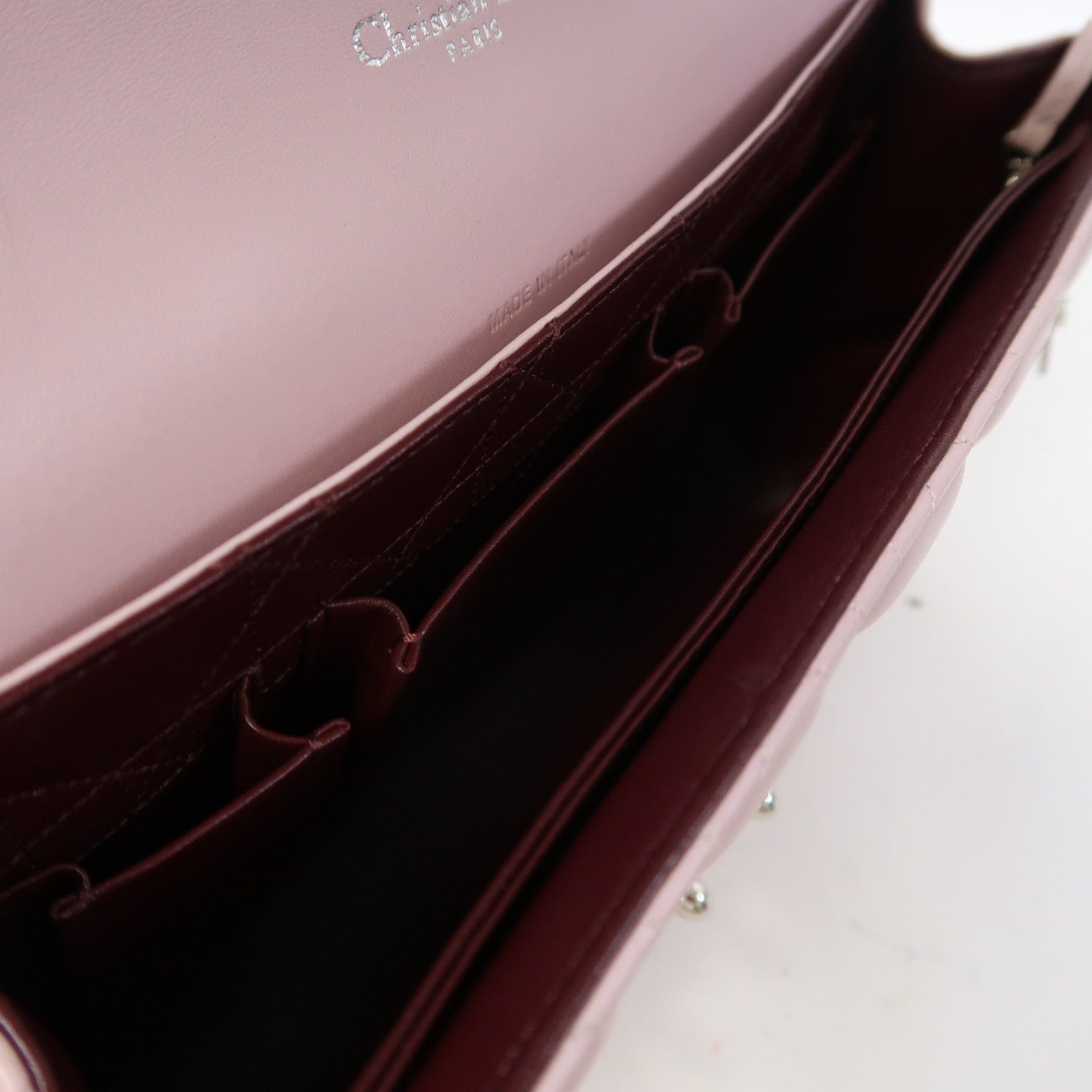Dior 羊皮皮革Miss Dior銀扣鏈帶肩背袋淺粉紅色