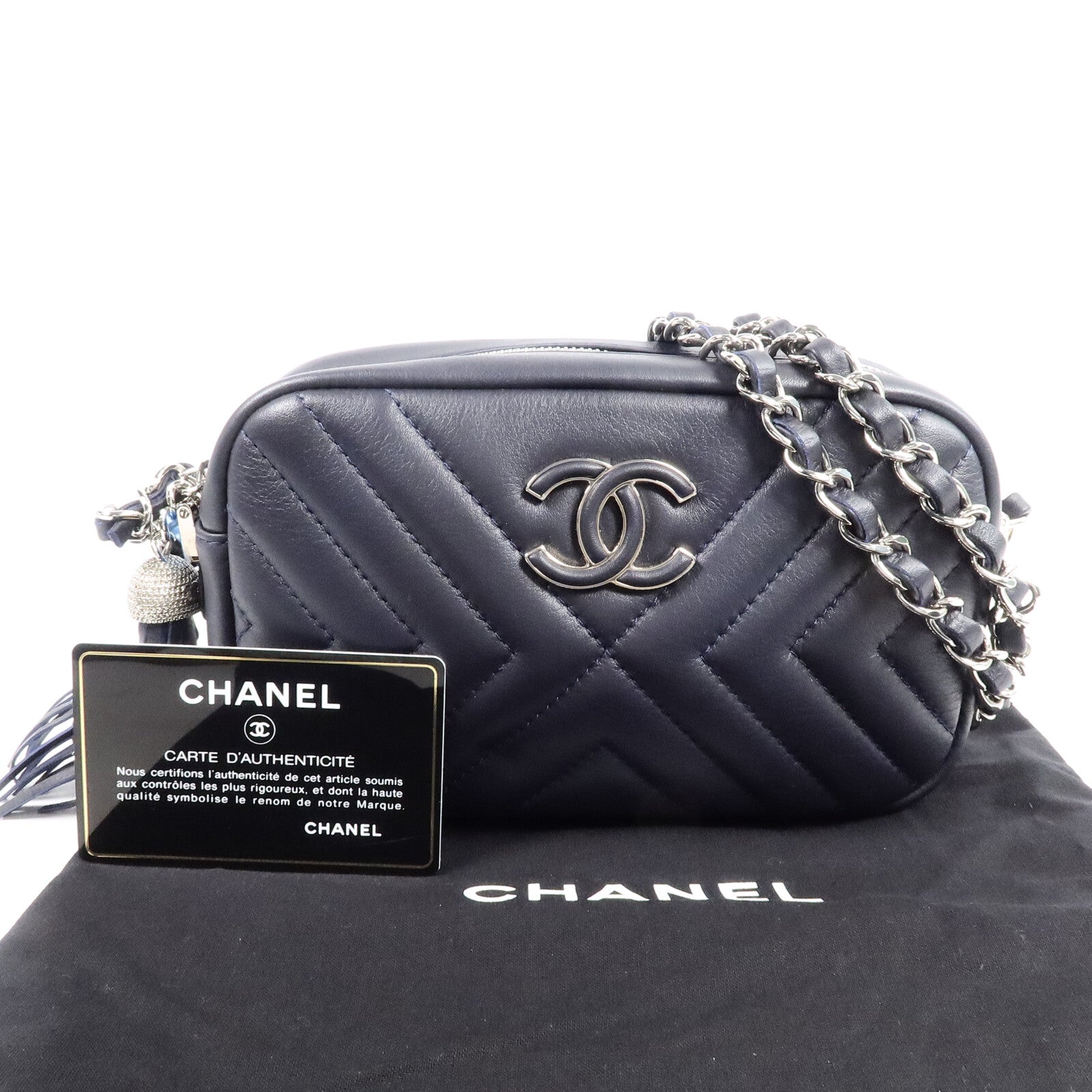 CHANEL 牛皮皮革Camera Bag鏈帶肩背袋