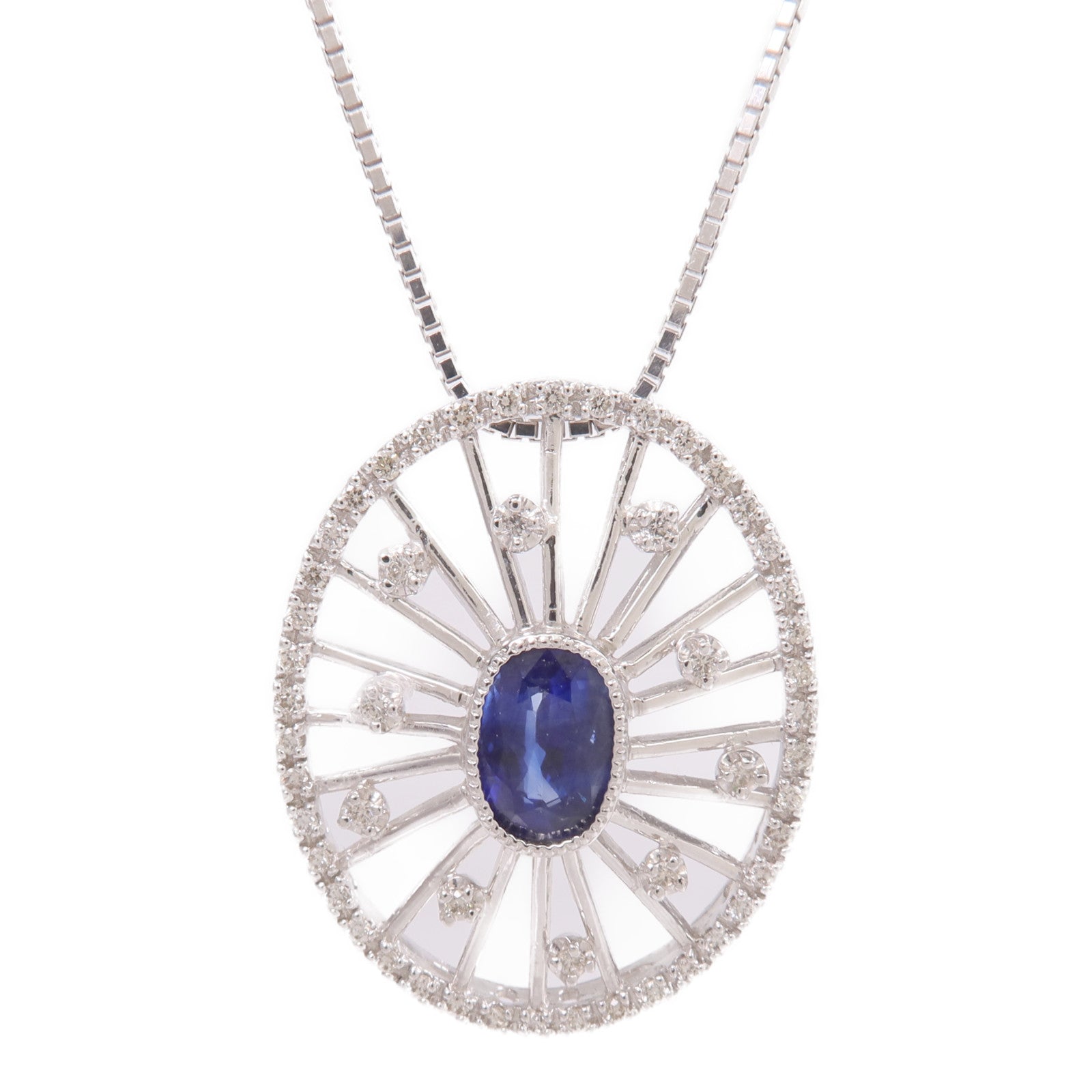 JEWELRY 【激減優惠】18K白金Sapphire Diamond Necklace藍寶石/鑽石項鍊