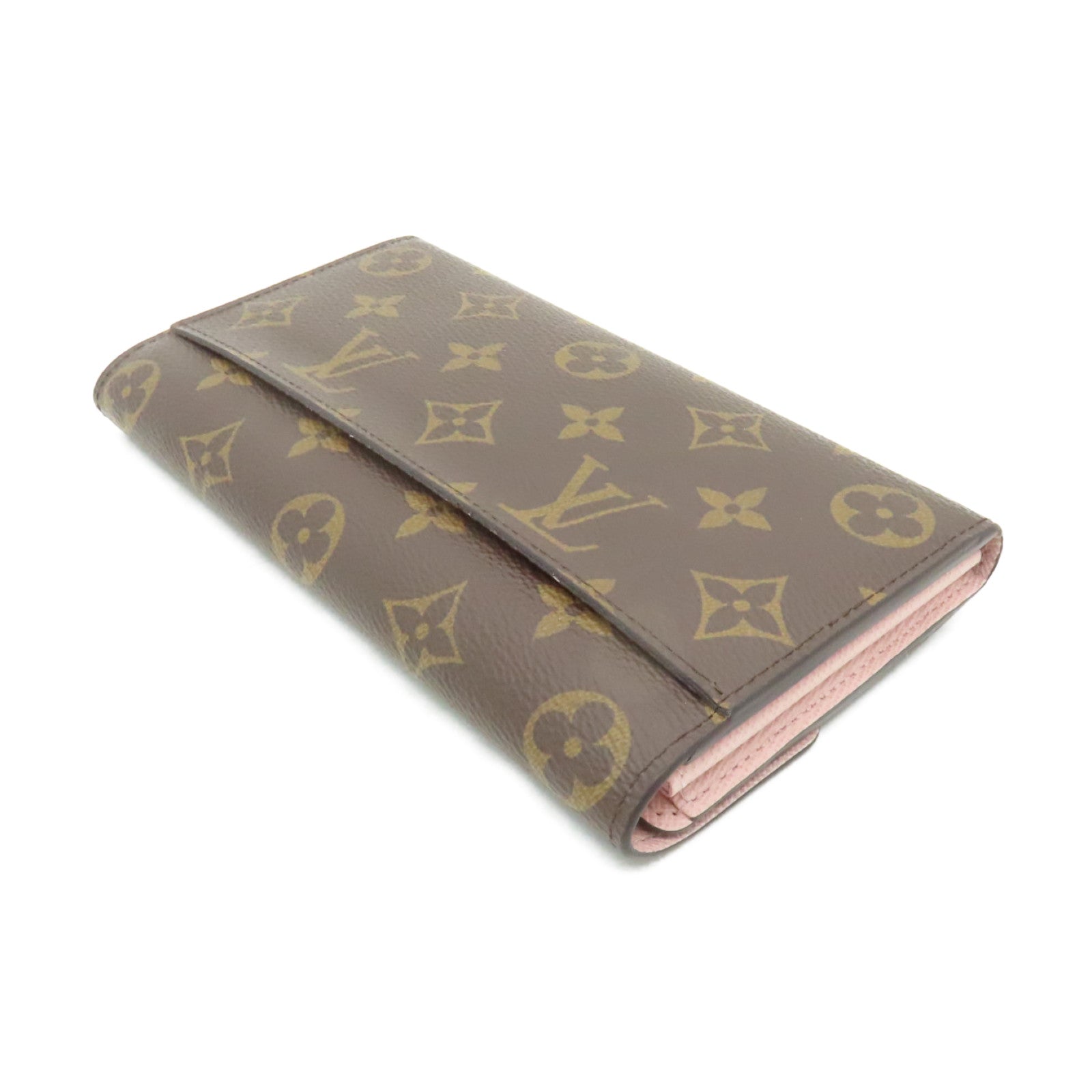 LOUIS VUITTON 【激減優惠】Monogram Sarah Wallet金扣長錢包啡色/粉紅色