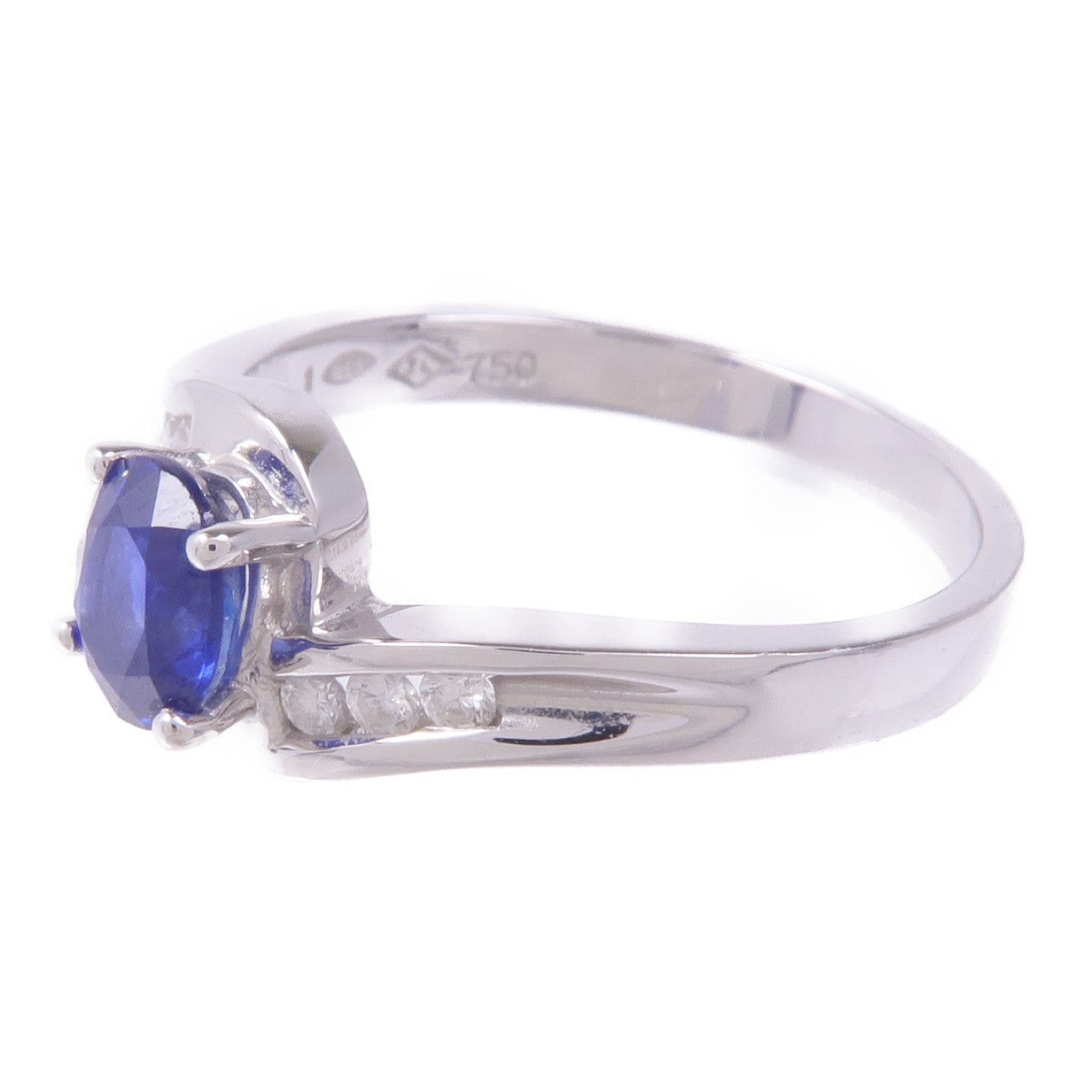 JEWELRY 18K白金Sapphire Diamond Ring藍寶石/鑽石戒指US#6.75
