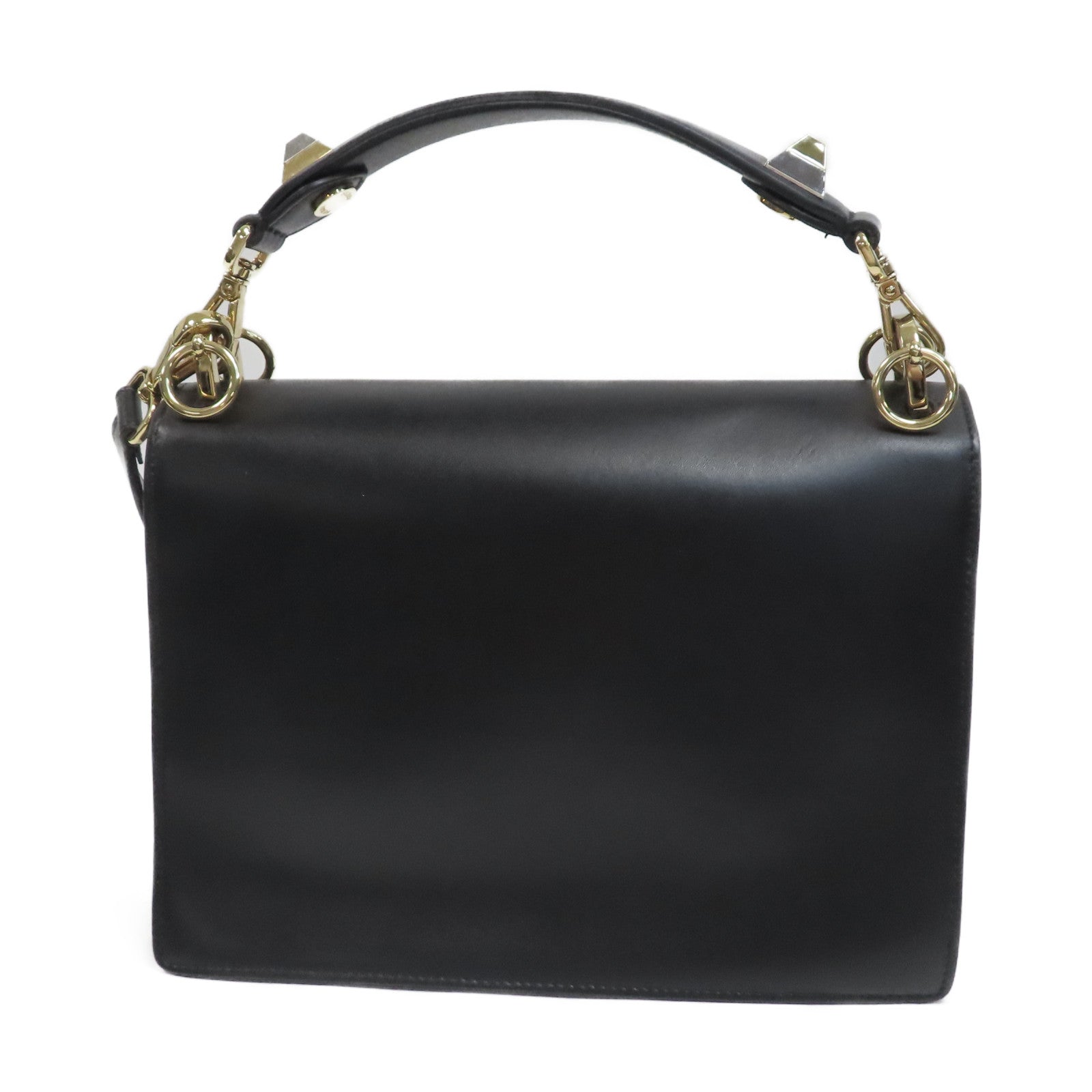 FENDI 牛皮皮革Kan I金扣手挽肩背兩用袋黑色