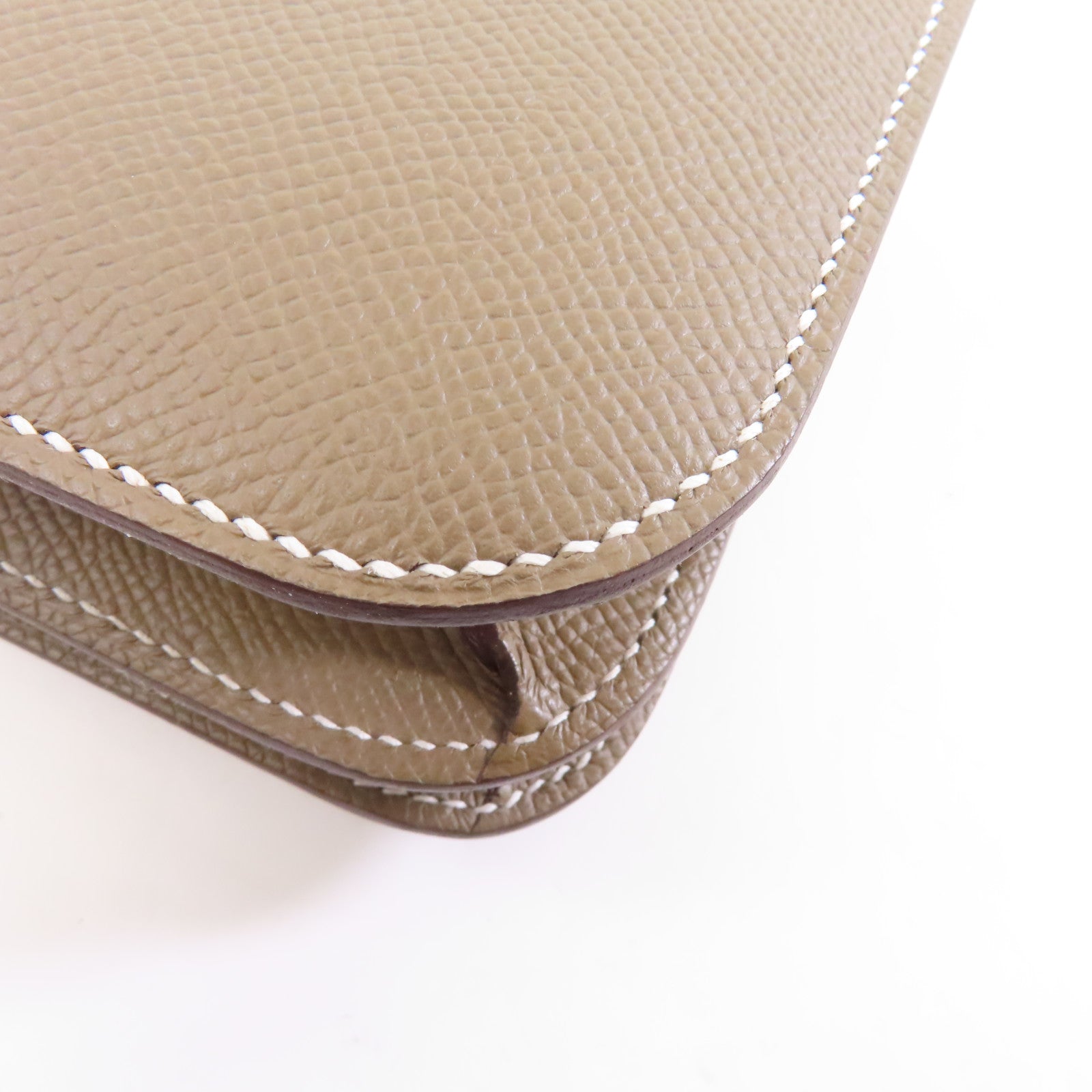 HERMES Epsom皮革Constance Mini金扣肩Etoupe背袋米灰色