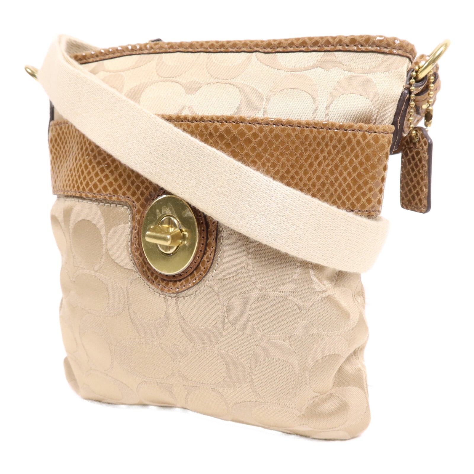 COACH 帆布Shoulder Bag金扣肩背袋