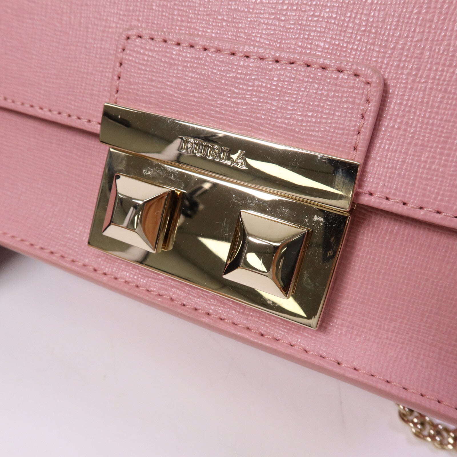 Furla 牛皮皮革Chain Shoulder Bag金扣鏈帶手挽肩背兩用袋