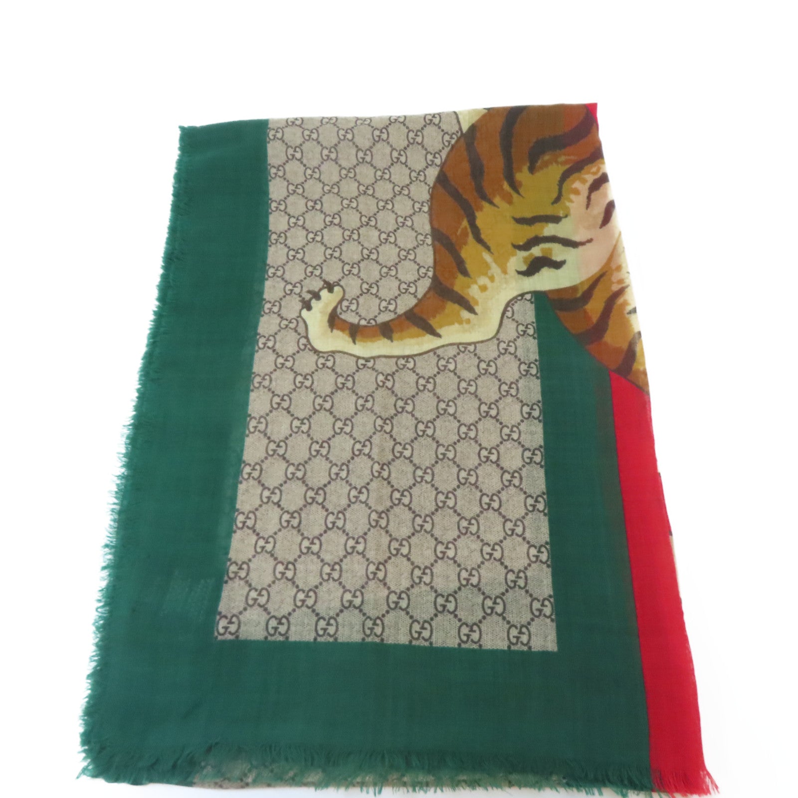 GUCCI 羊毛Scarf絲巾啡色/綠色/紅色