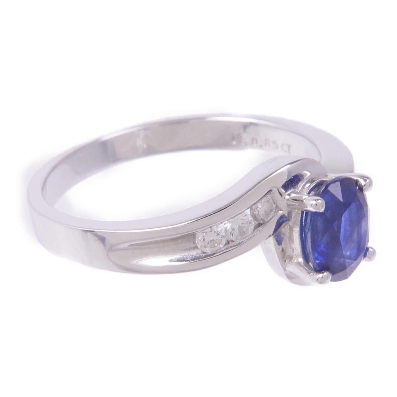 JEWELRY 18K白金Sapphire Diamond Ring藍寶石/鑽石戒指US#6.75