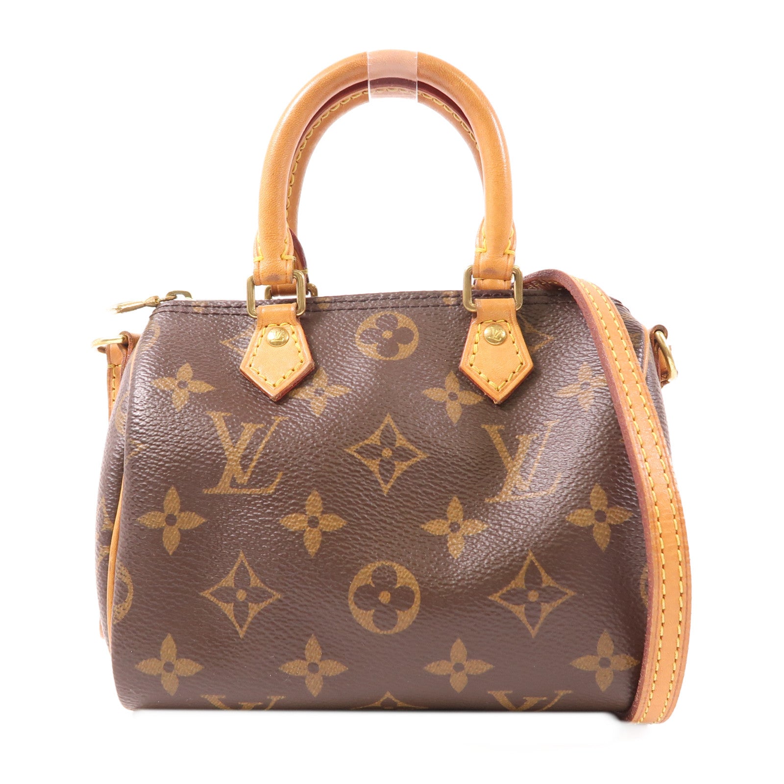LOUIS VUITTON Monogram Nano Speedy金扣手挽肩背兩用袋