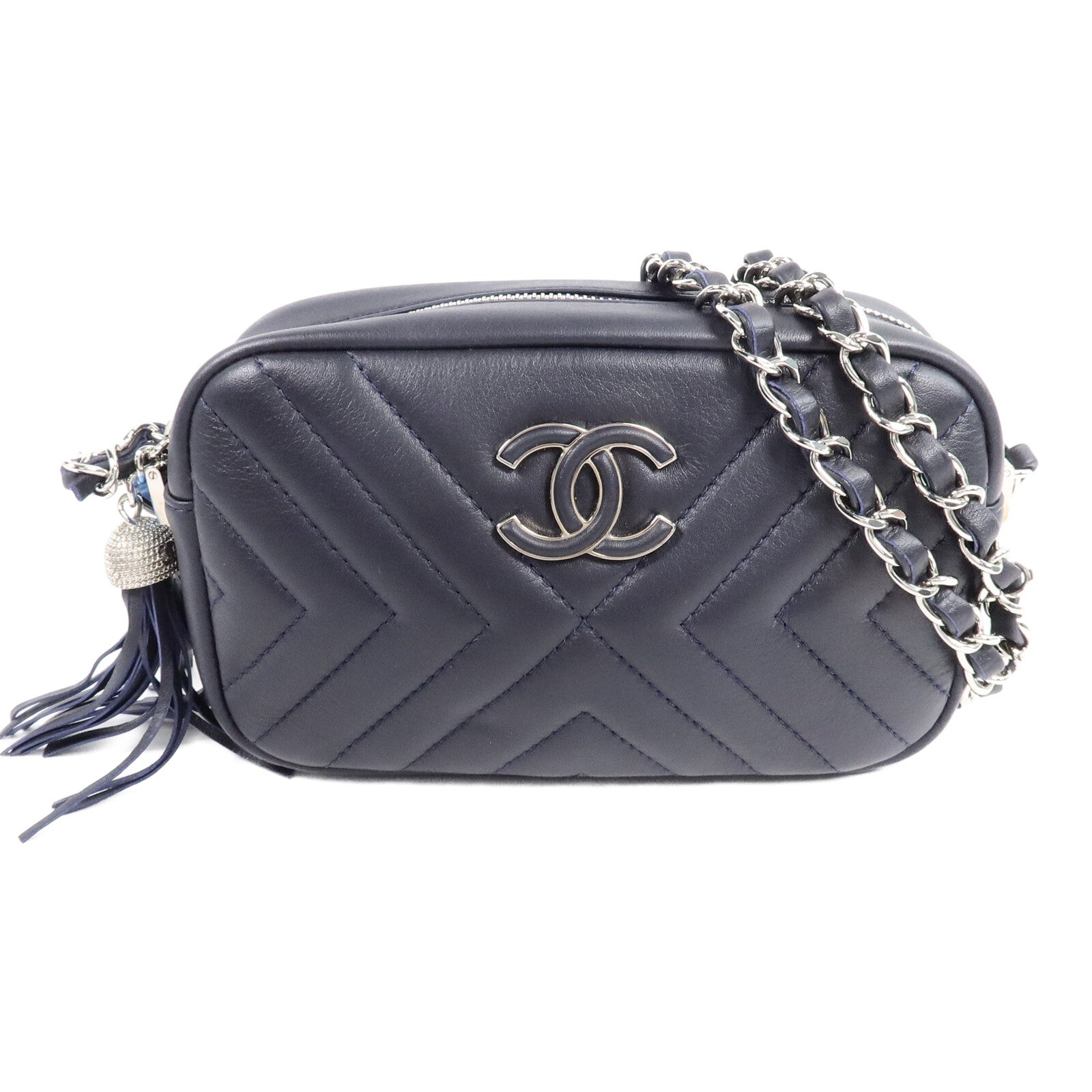 CHANEL 牛皮皮革Camera Bag鏈帶肩背袋
