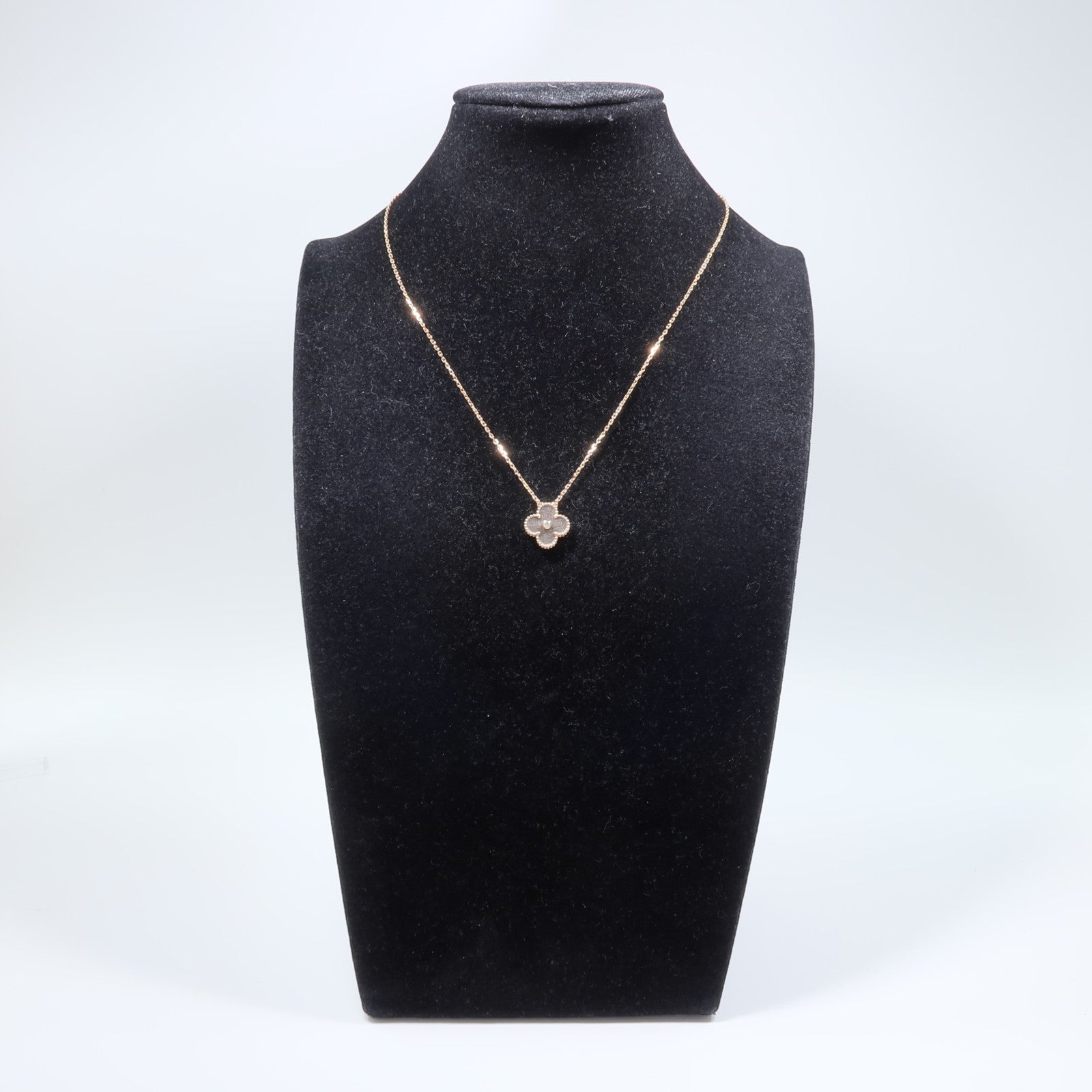 Van Cleef & Arpels 18K玫瑰金Vintage Alhambra 2023 Holiday銀曜石/鑽石項鍊