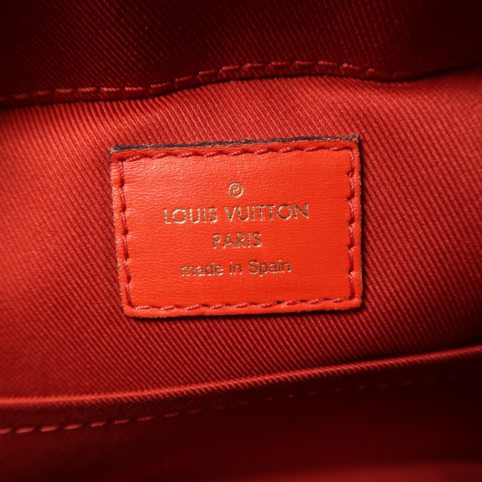 LOUIS VUITTON 【激減優惠】Monogram Saintonge金扣手挽肩背兩用袋棕色/紅色