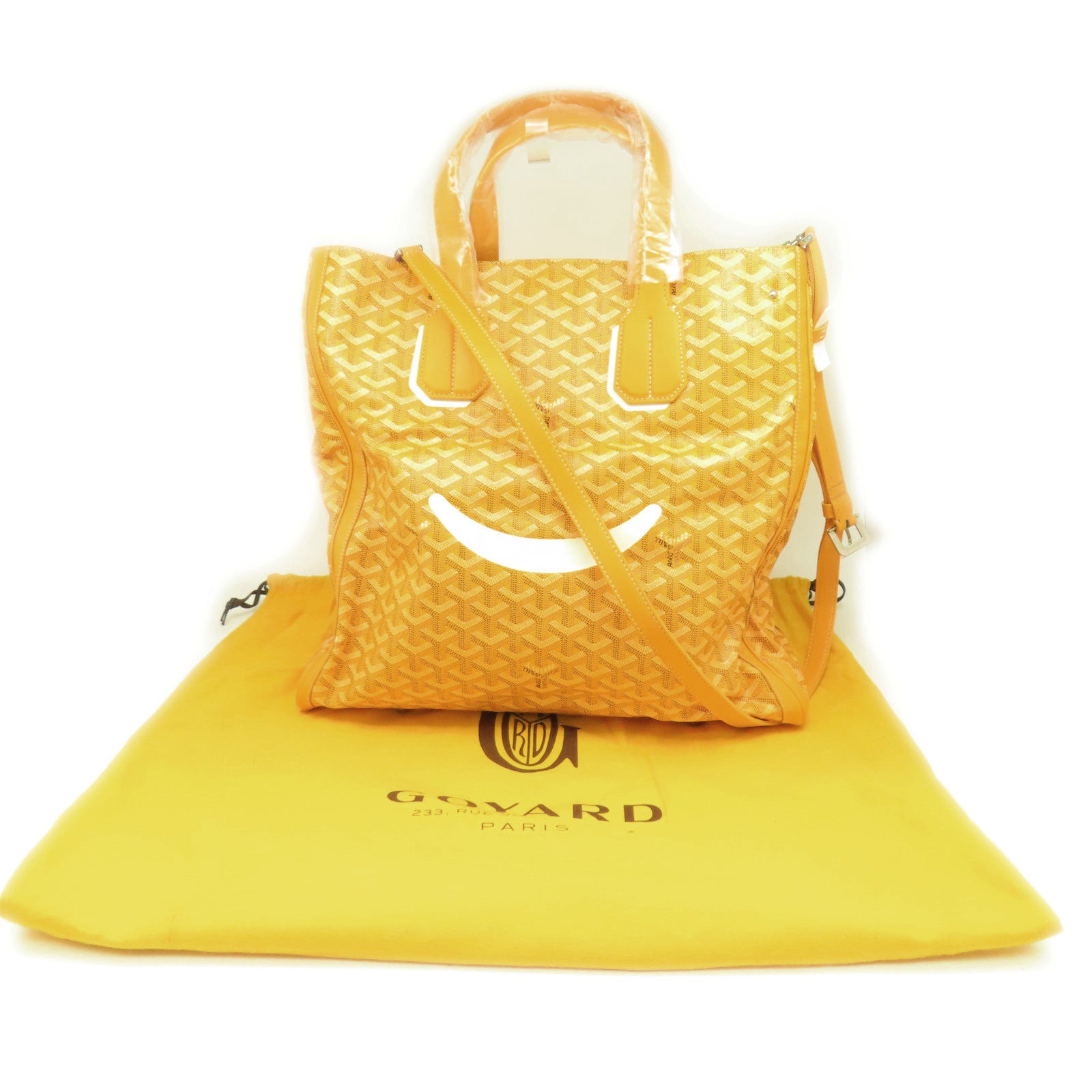 GOYARD 【清倉大減價】塗層帆布 Goyardine Voltaire Smile Tote銀扣手挽袋黃色