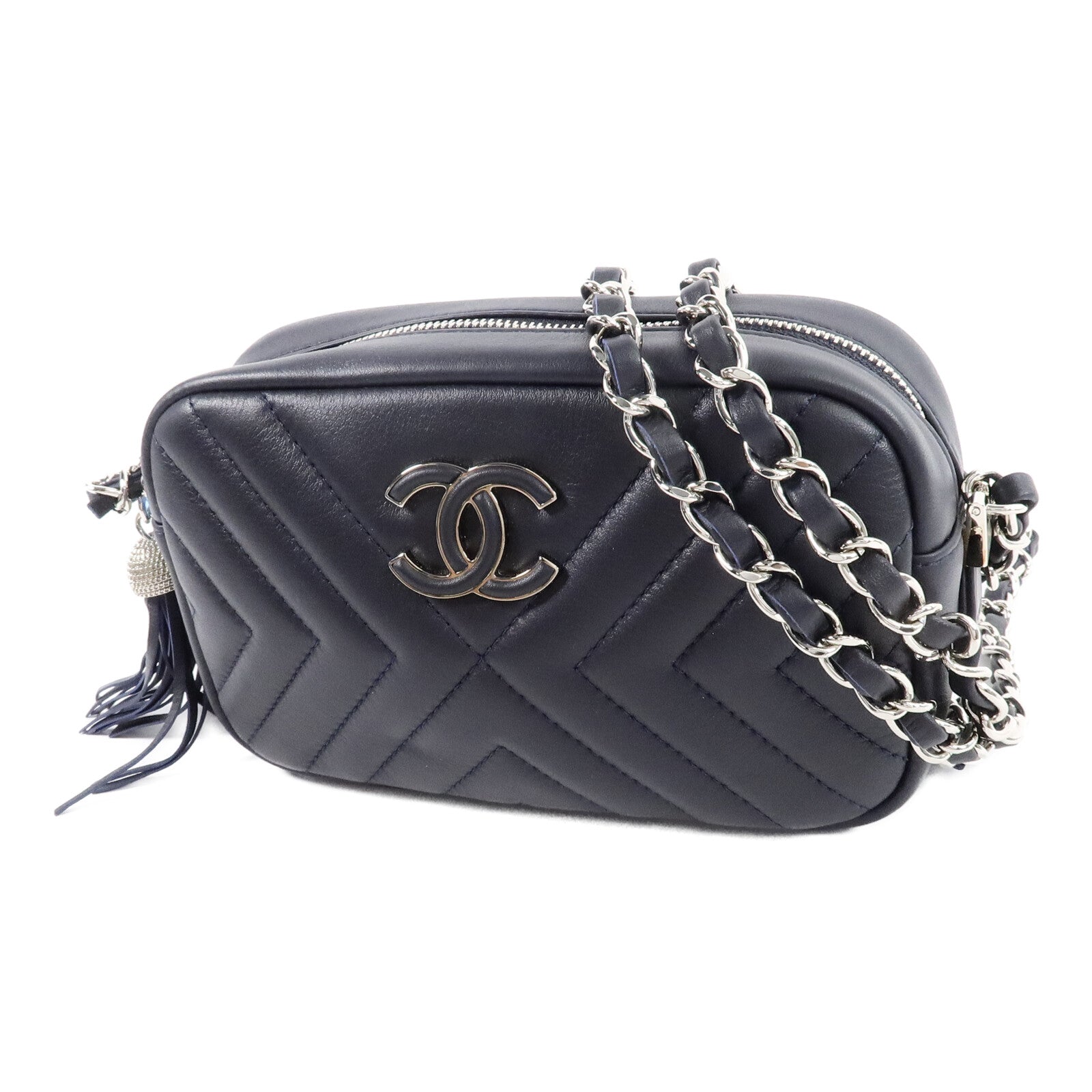 CHANEL 牛皮皮革Camera Bag鏈帶肩背袋