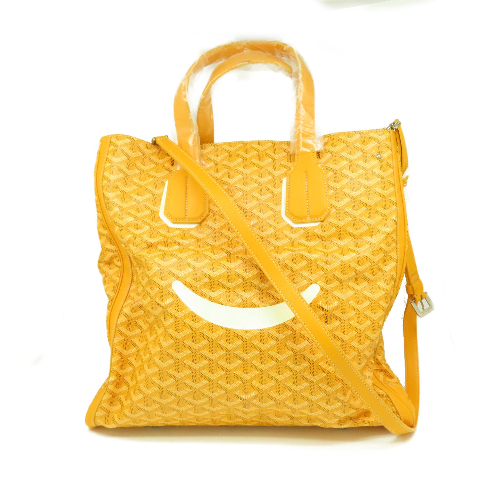 GOYARD 【清倉大減價】塗層帆布 Goyardine Voltaire Smile Tote銀扣手挽袋黃色