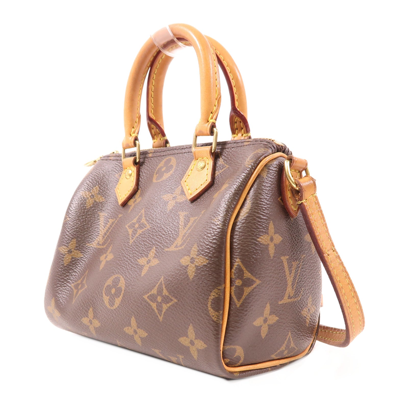 LOUIS VUITTON Monogram Nano Speedy金扣手挽肩背兩用袋