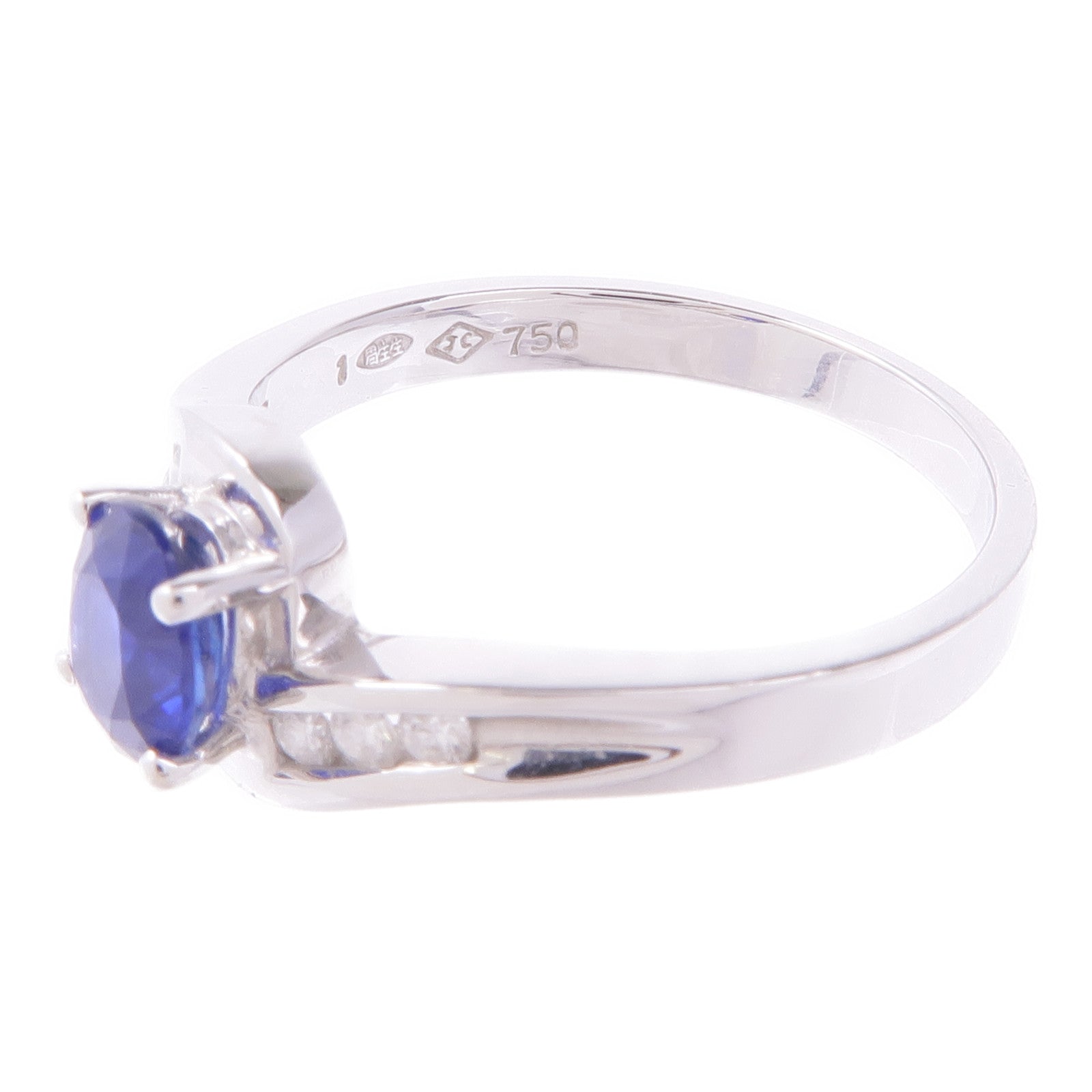 JEWELRY 【激減優惠】18K白金Sapphire Diamond Ring藍寶石/鑽石戒指US#6.75