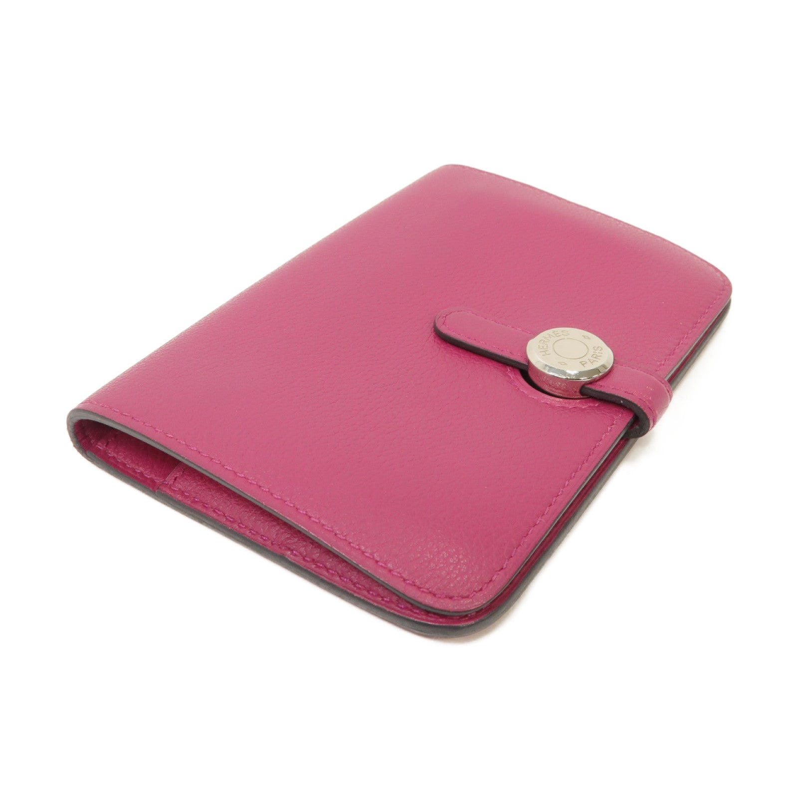 HERMES 【激減優惠】Evercolor皮革Dogon Card Case銀扣卡片套Rose Pourpre紫色