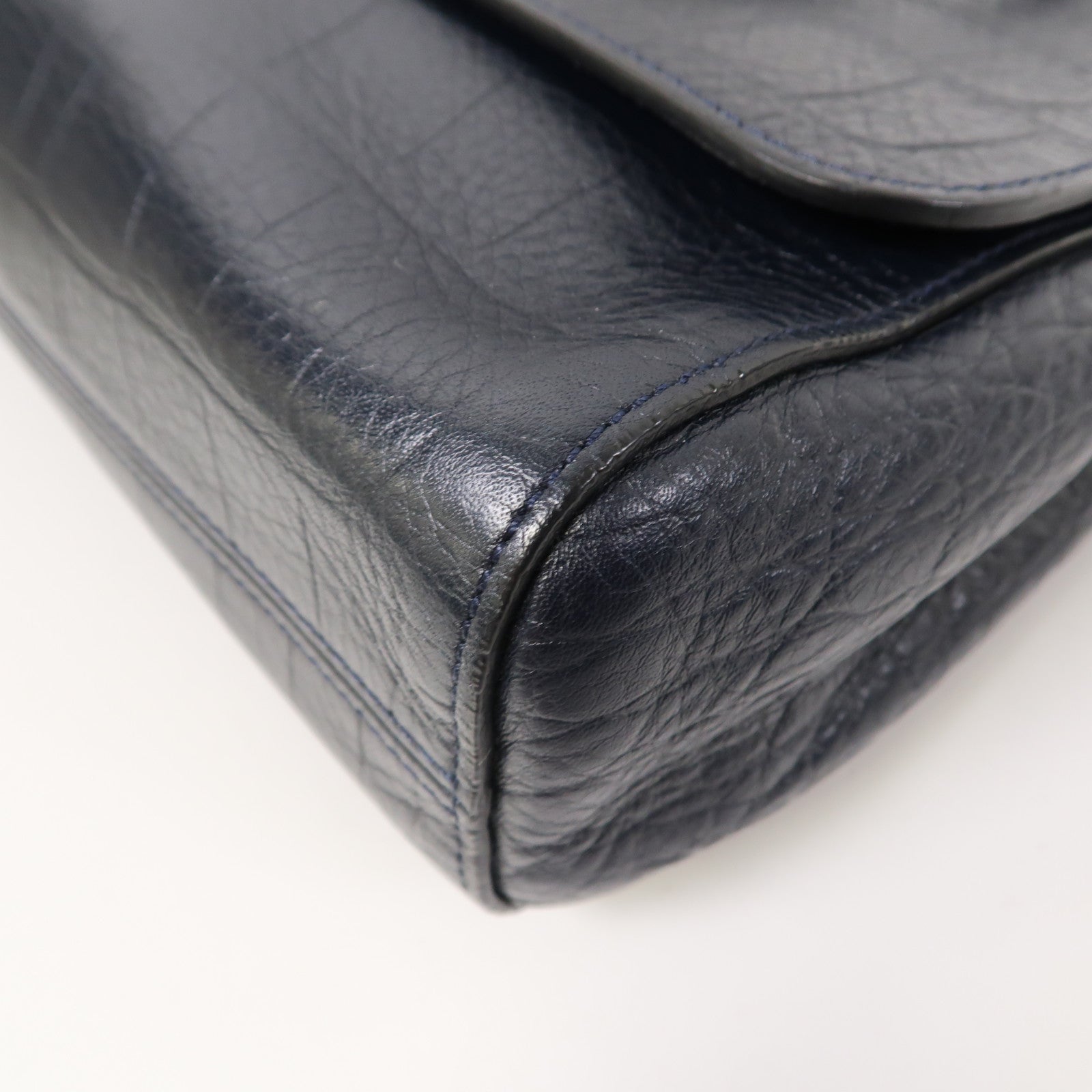 MULBERRY 牛皮皮革Chain Shoulder Bag金扣鏈帶肩背袋深藍色