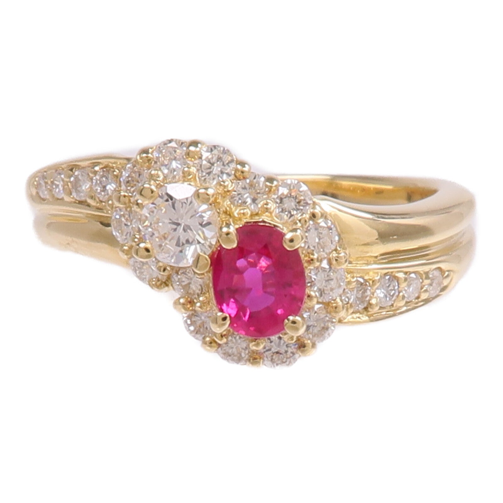 JEWELRY 18K黃金Ruby Diamond Ring紅寶石/鑽石戒指US#7.25
