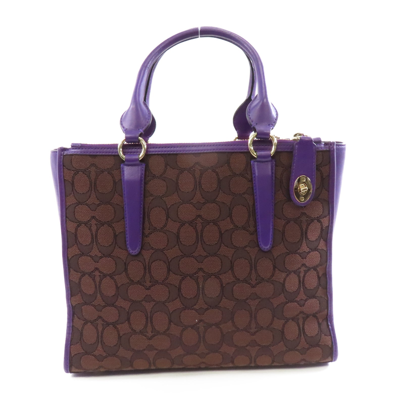 COACH 【激減優惠】帆布2way Shoulder Bag金扣手挽肩背兩用袋棕色