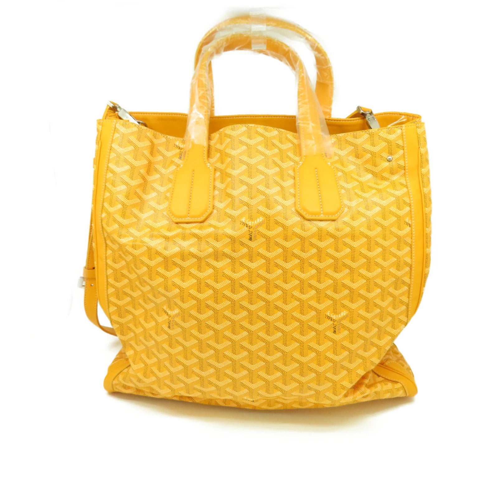 GOYARD 【清倉大減價】塗層帆布 Goyardine Voltaire Smile Tote銀扣手挽袋黃色