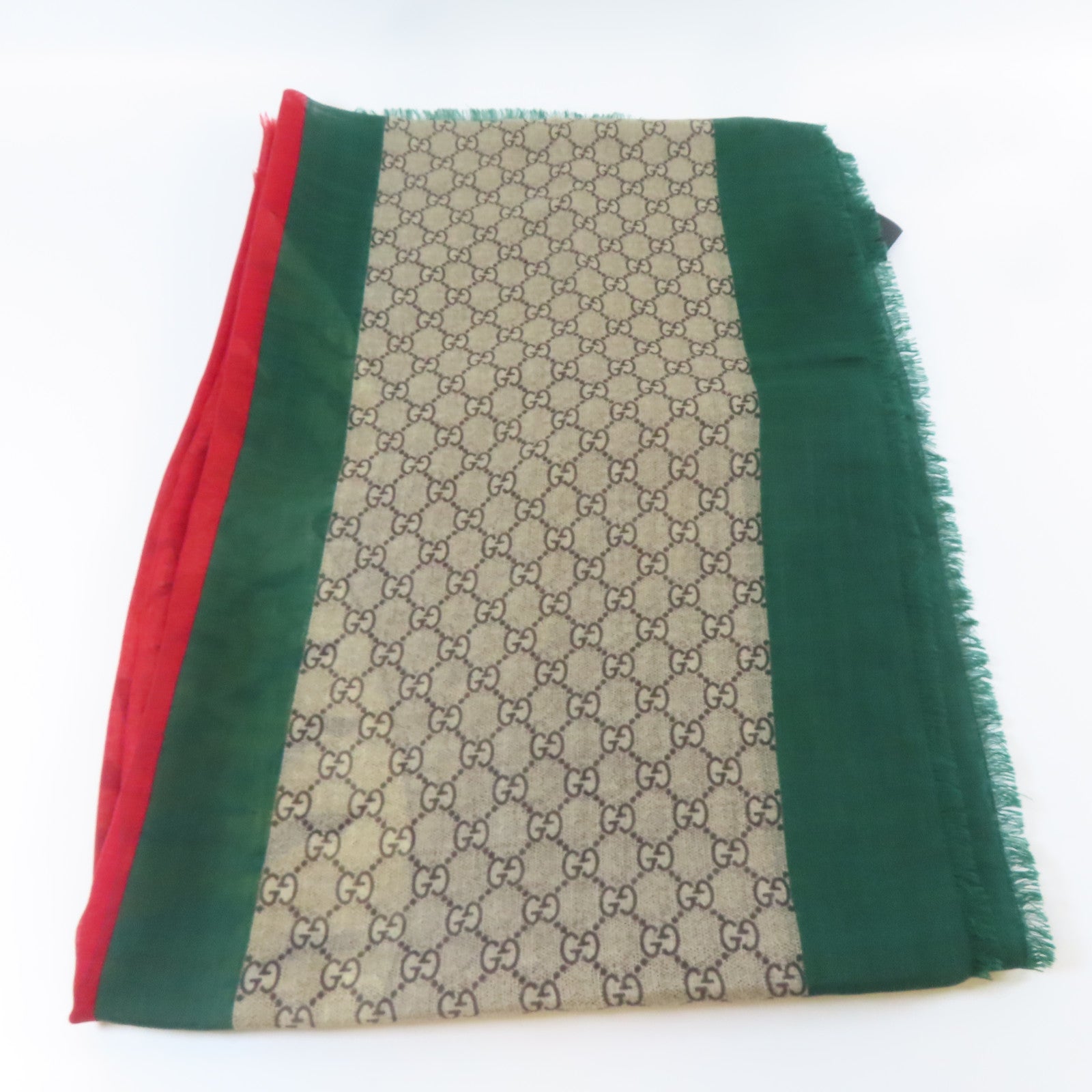GUCCI 羊毛Scarf絲巾啡色/綠色/紅色