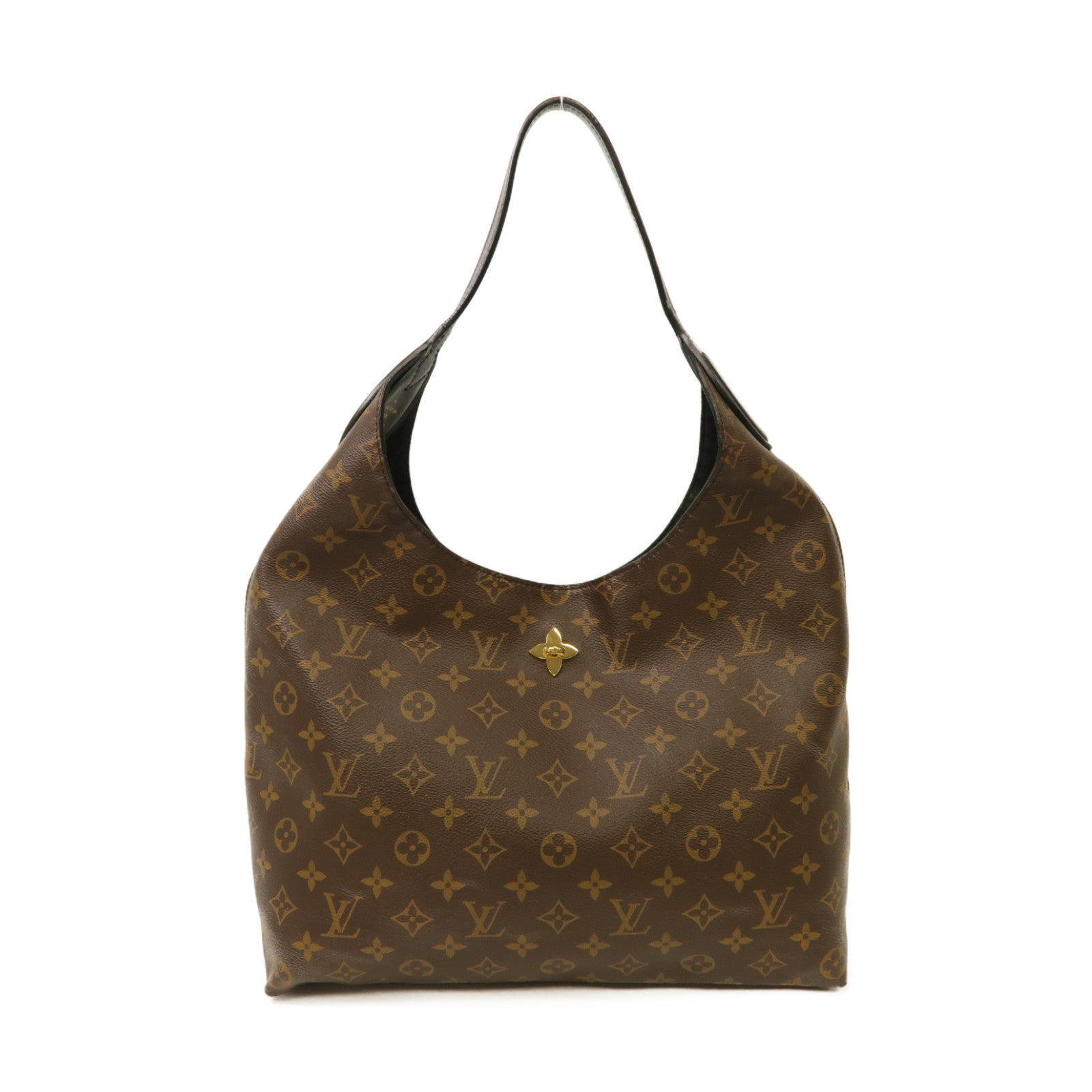 LOUIS VUITTON 【激減優惠】Monogram Flower Hobo金扣肩背袋啡色